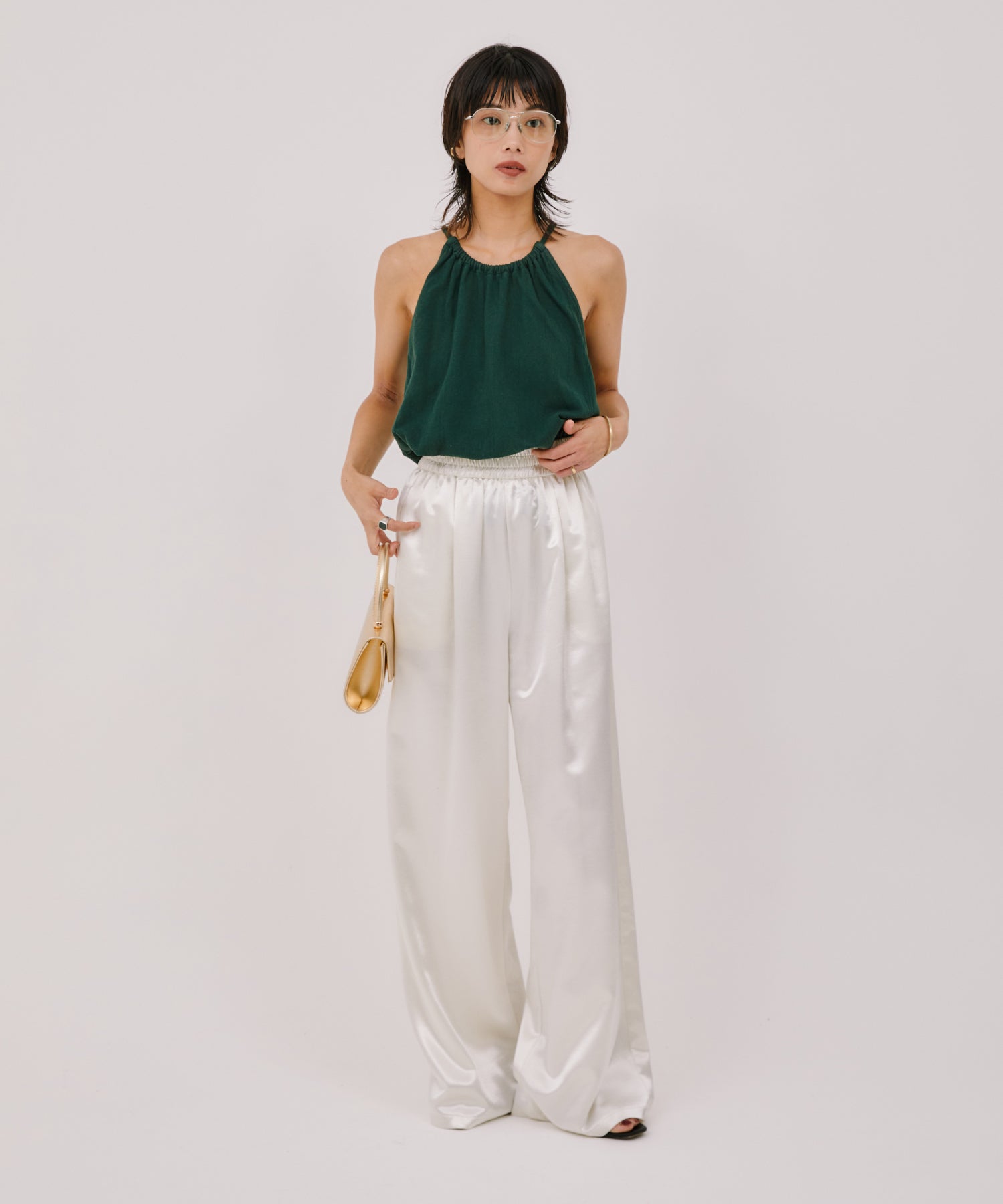 ラスターサテンストレートパンツ