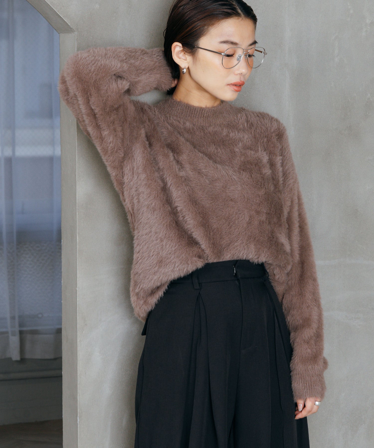 シャギーオーバーニット