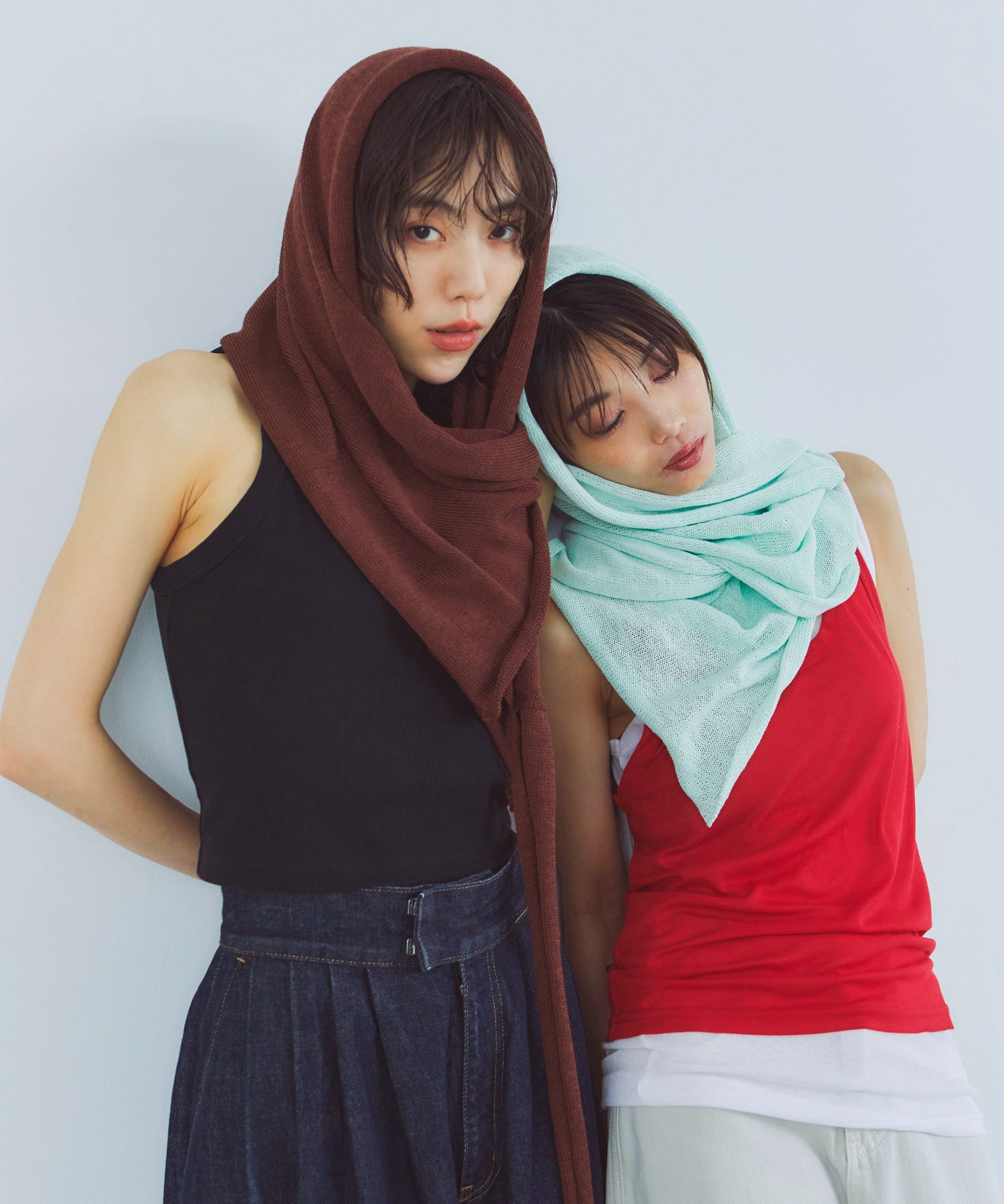 レイヤードニットラップスカート/巻きスカート