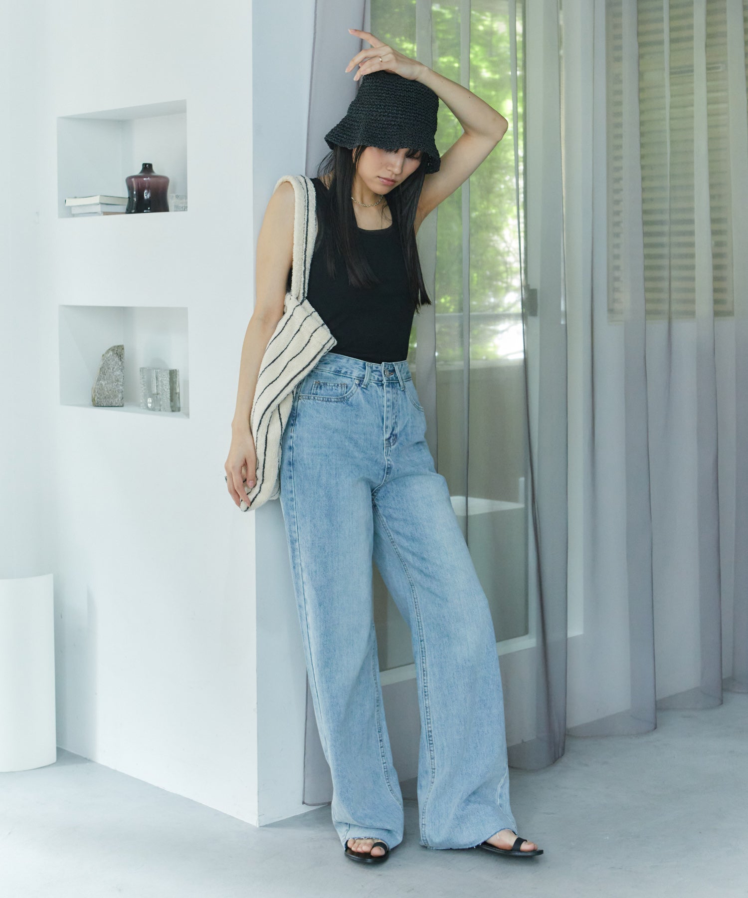 アシンメトリースリットチュールタンク