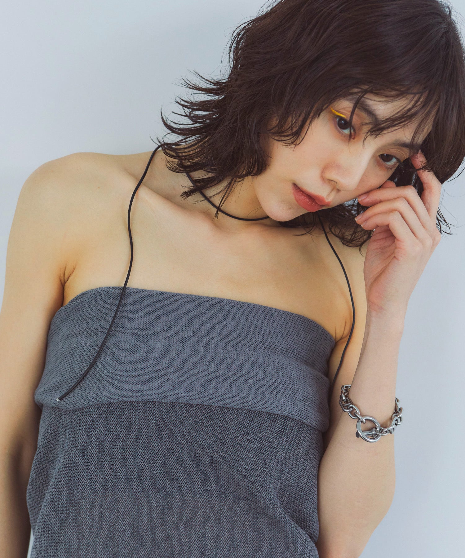 レイヤードニットラップスカート/巻きスカート