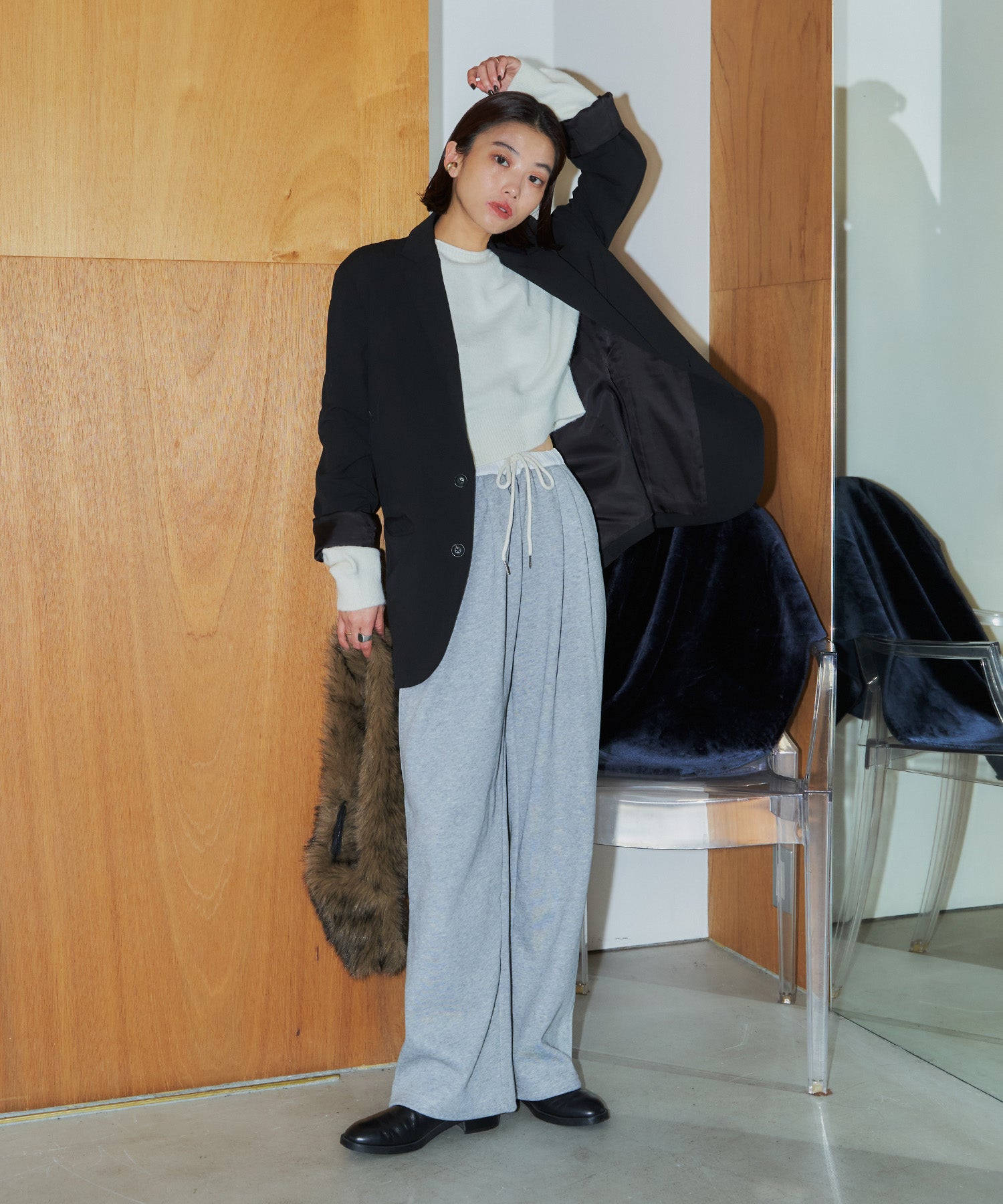 レイヤードスウェットパンツ