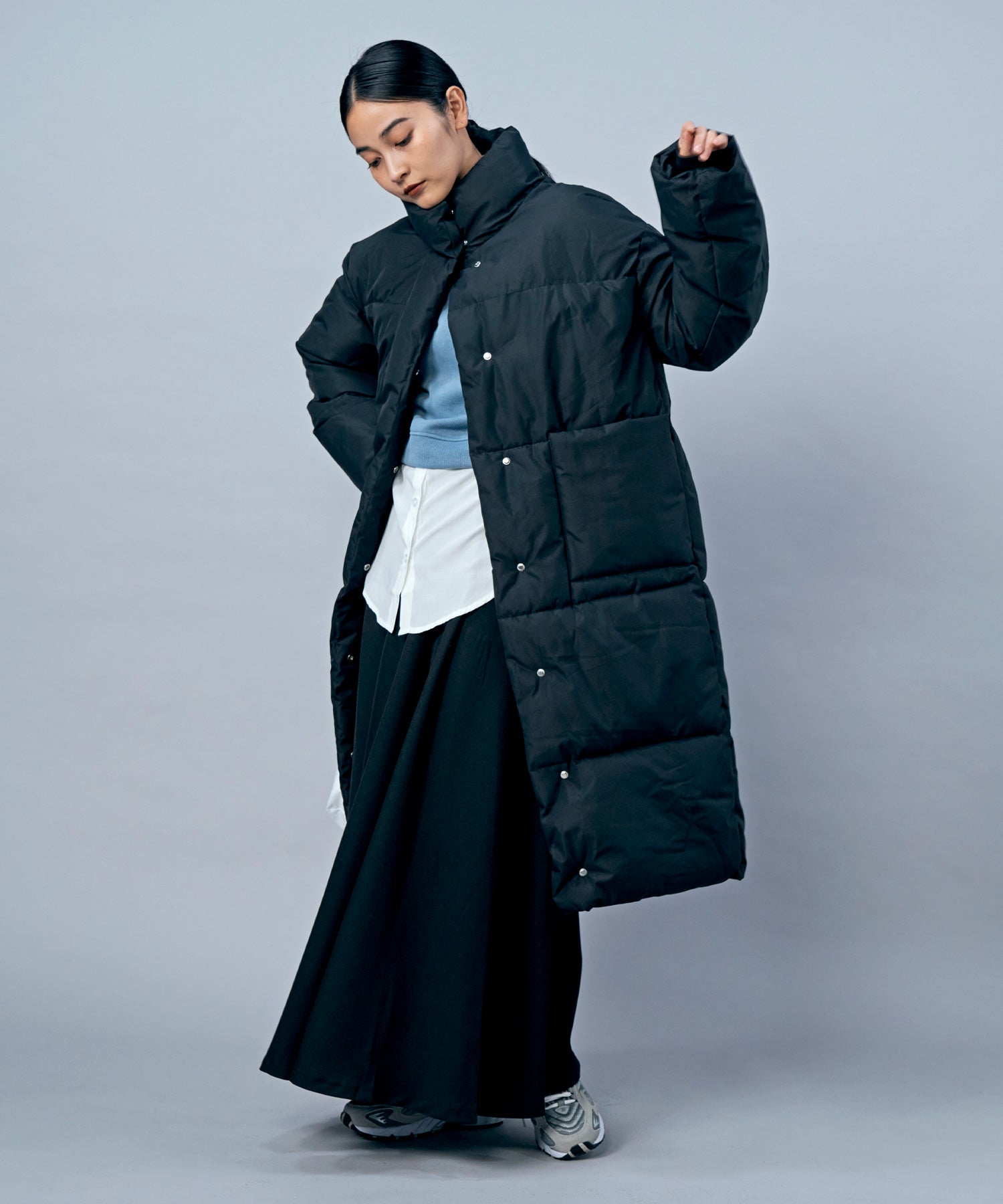 スタンドカラーロングダウン