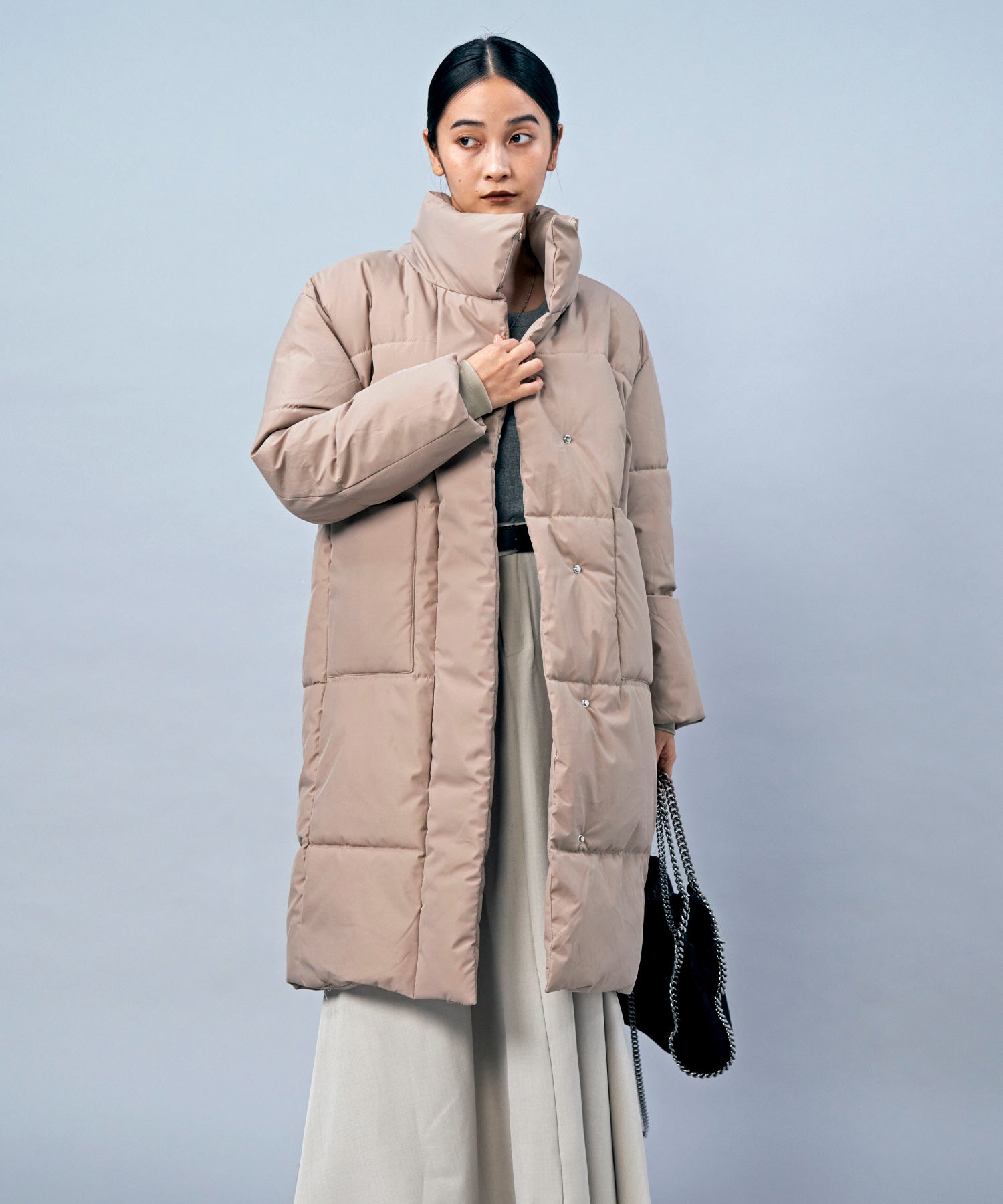 スタンドカラーロングダウン