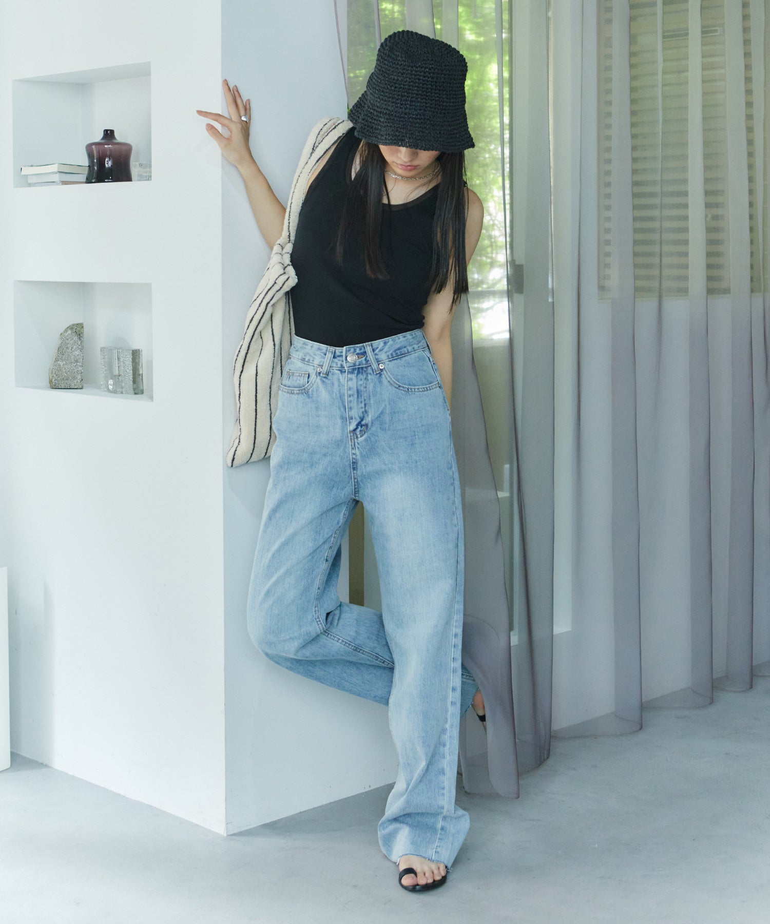 アシンメトリースリットチュールタンク