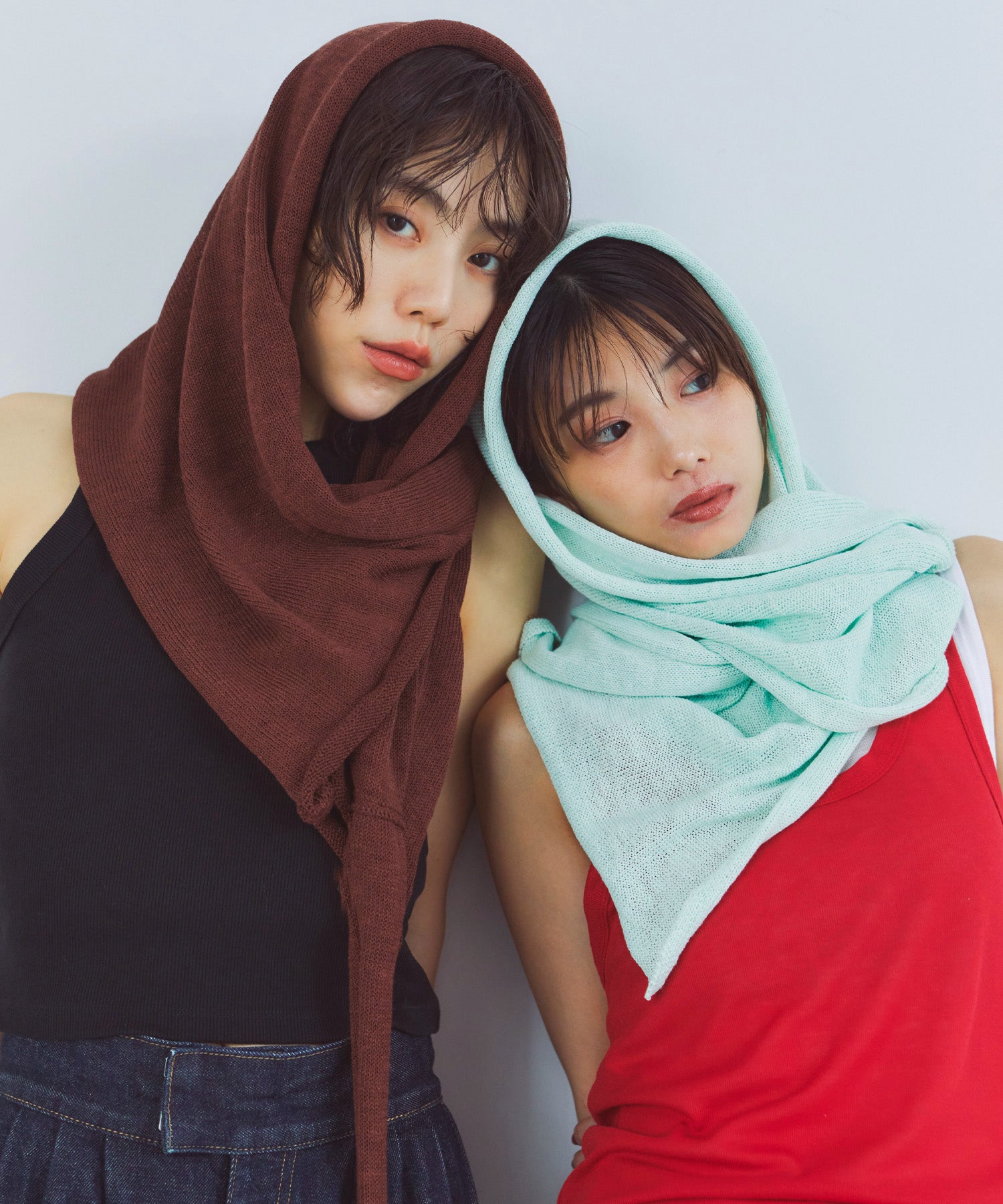 レイヤードニットラップスカート/巻きスカート