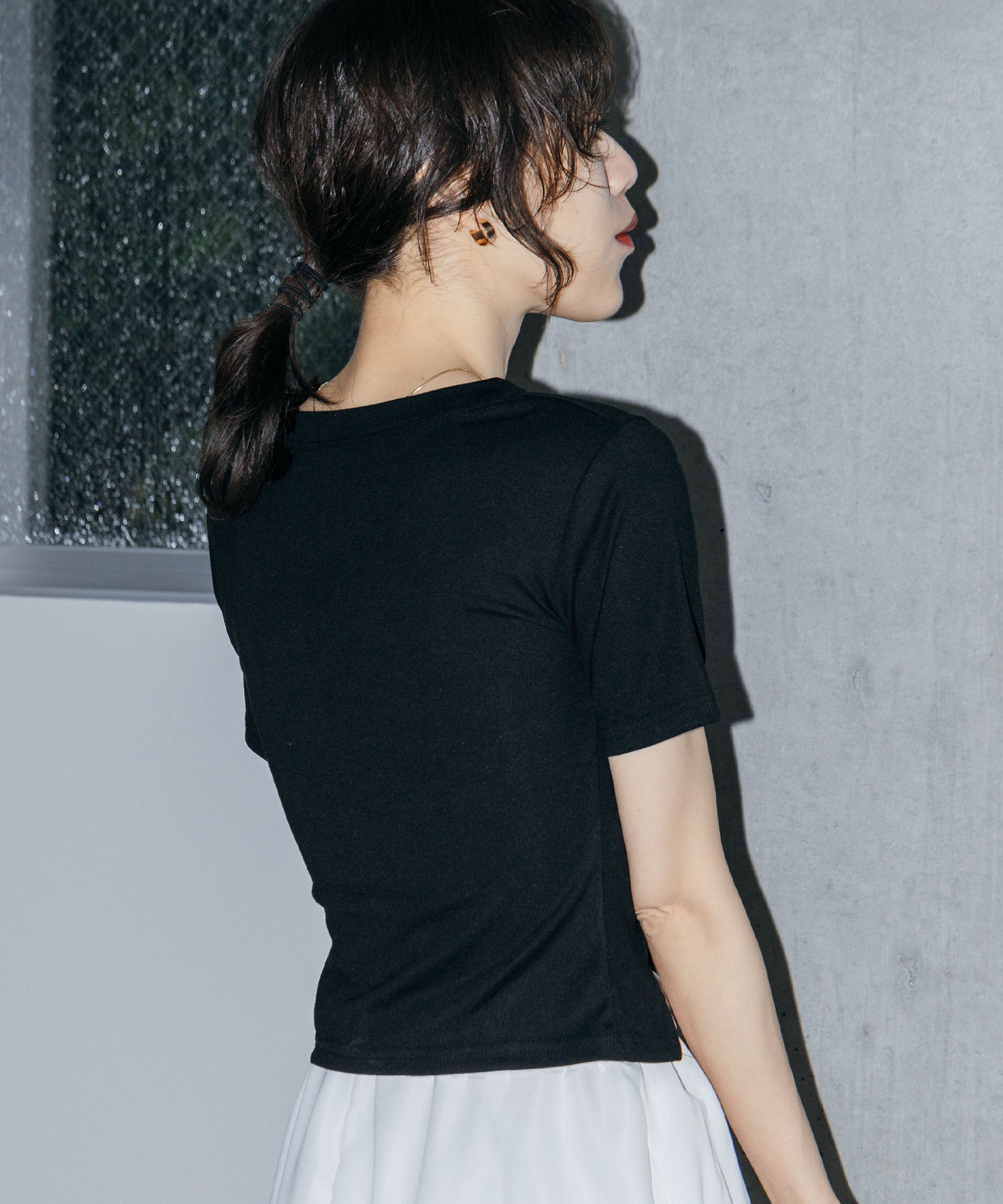 アシンメトリーギャザーTシャツ