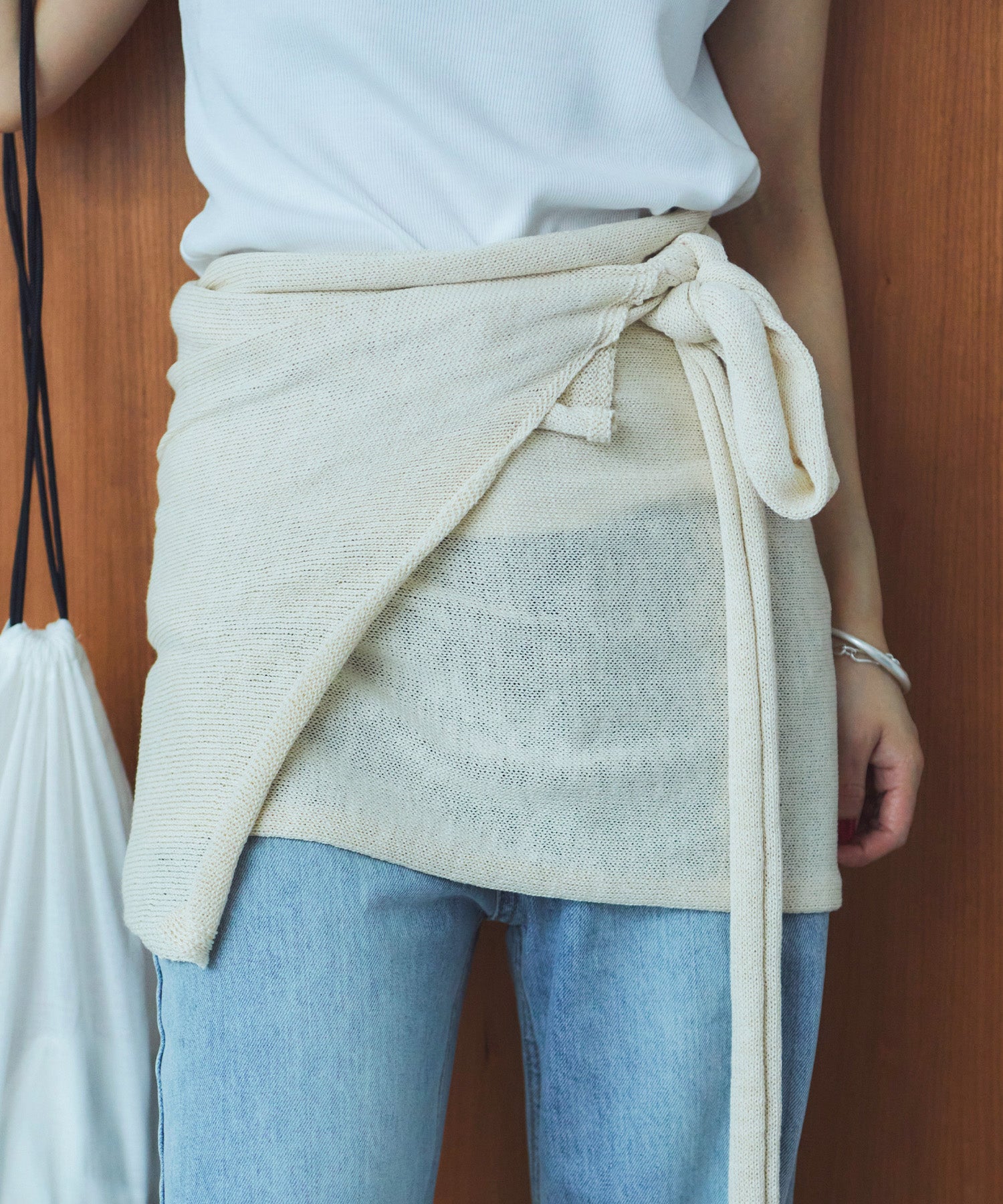 レイヤードニットラップスカート/巻きスカート