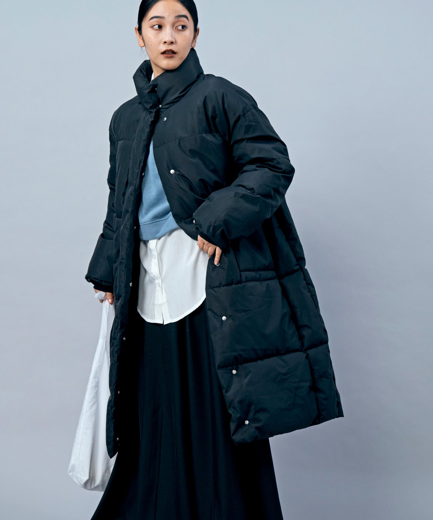 スタンドカラーロングダウン