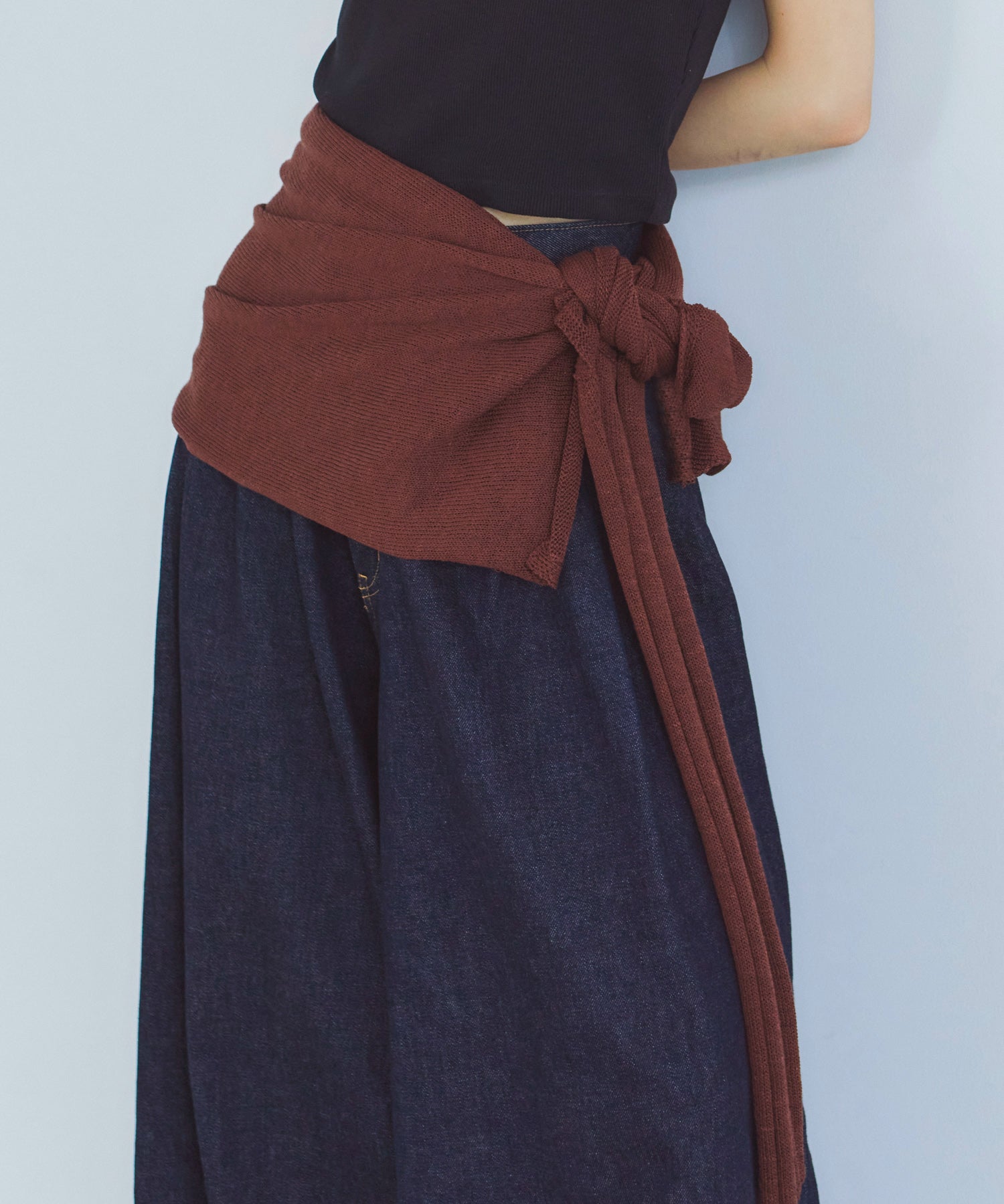 レイヤードニットラップスカート/巻きスカート