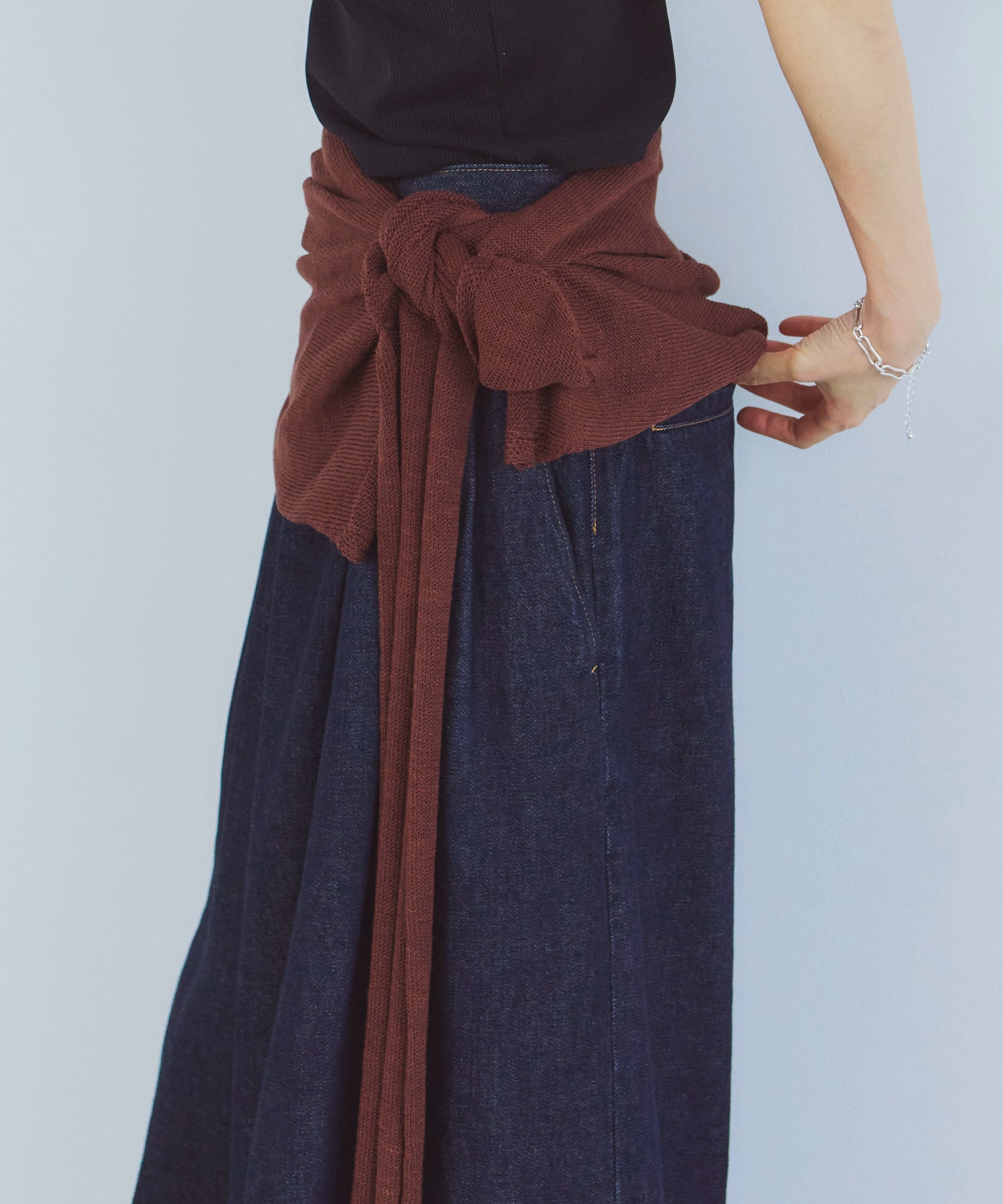 レイヤードニットラップスカート/巻きスカート