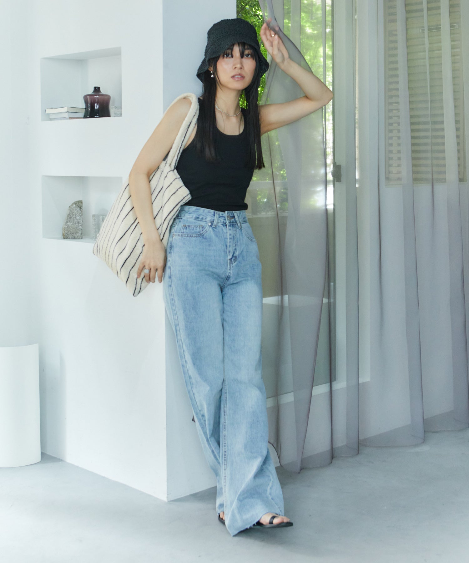 アシンメトリースリットチュールタンク