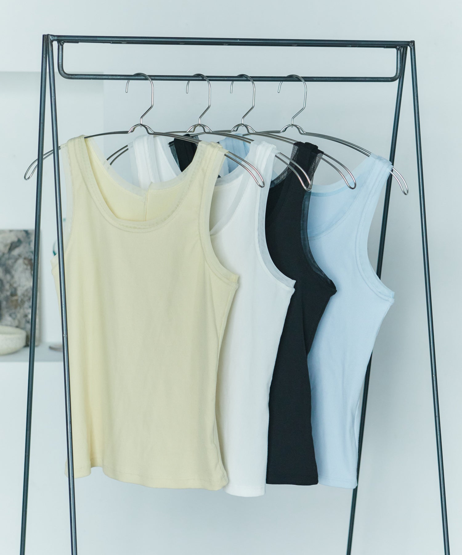 アシンメトリースリットチュールタンク