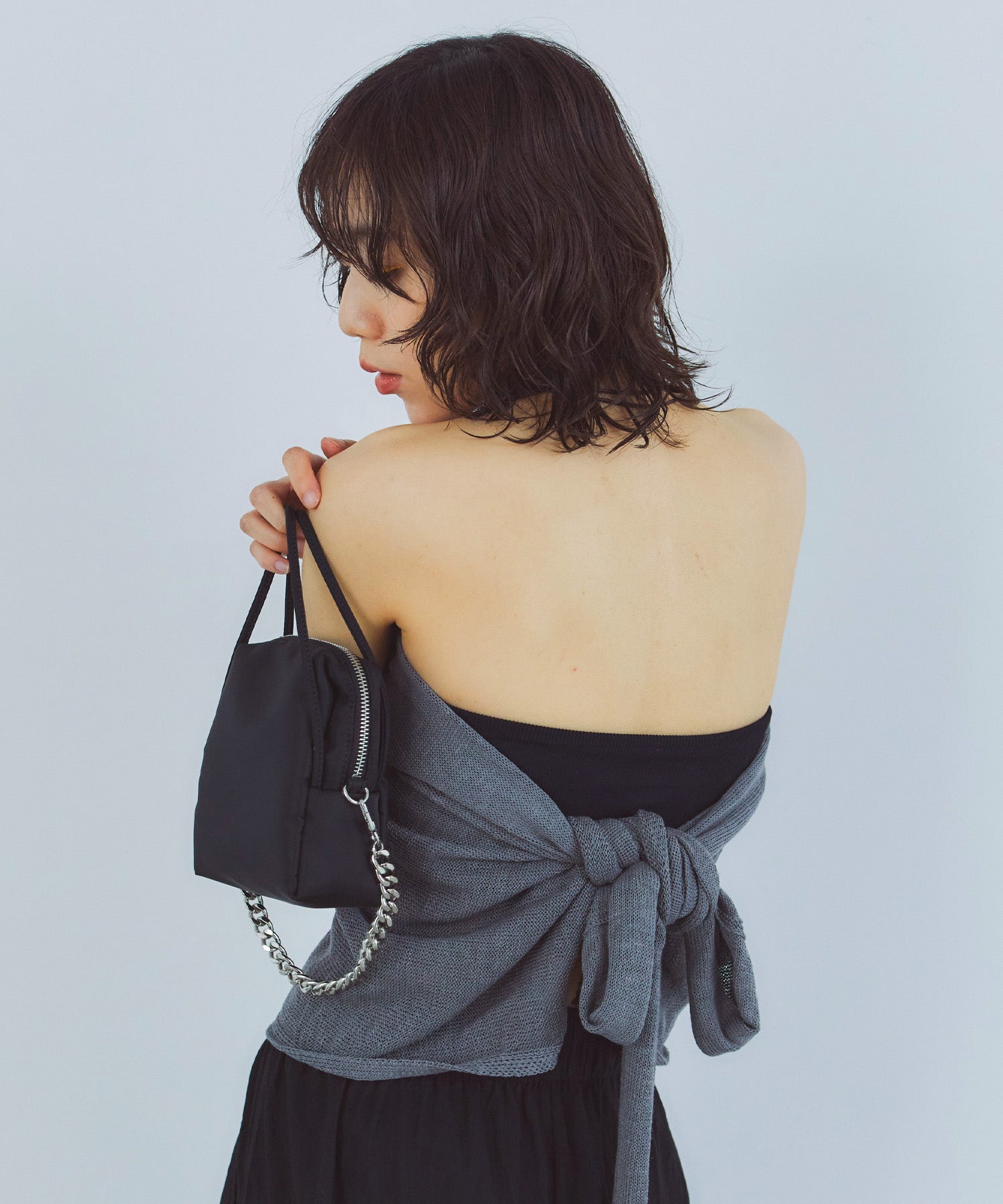 レイヤードニットラップスカート/巻きスカート