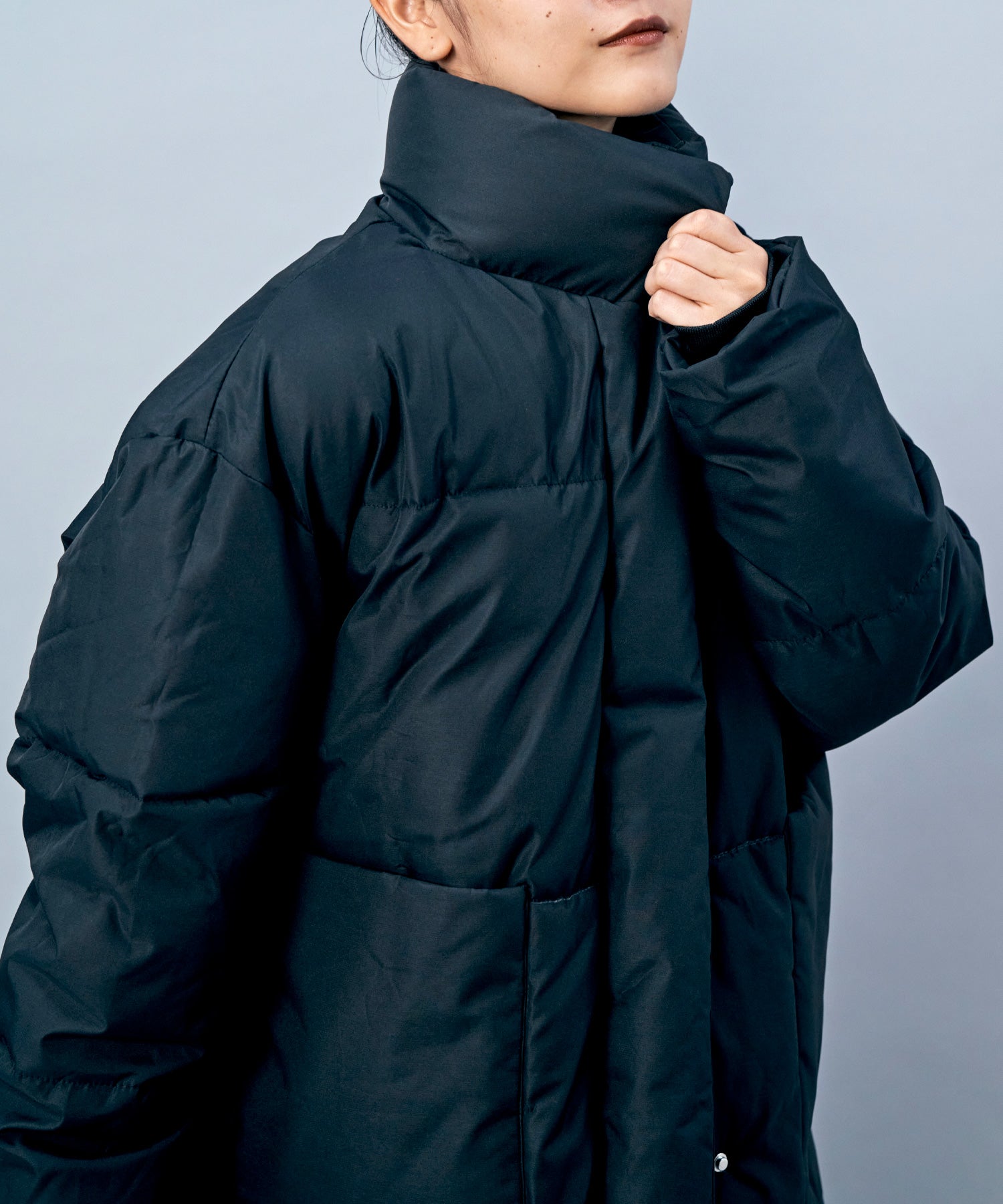 スタンドカラーロングダウン