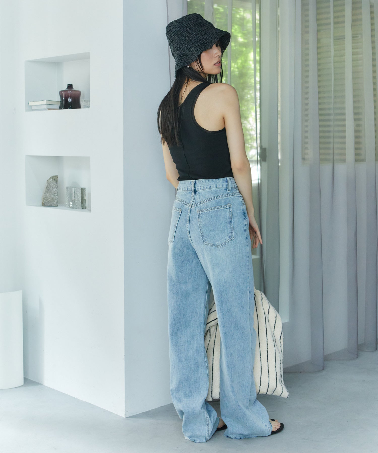 アシンメトリースリットチュールタンク