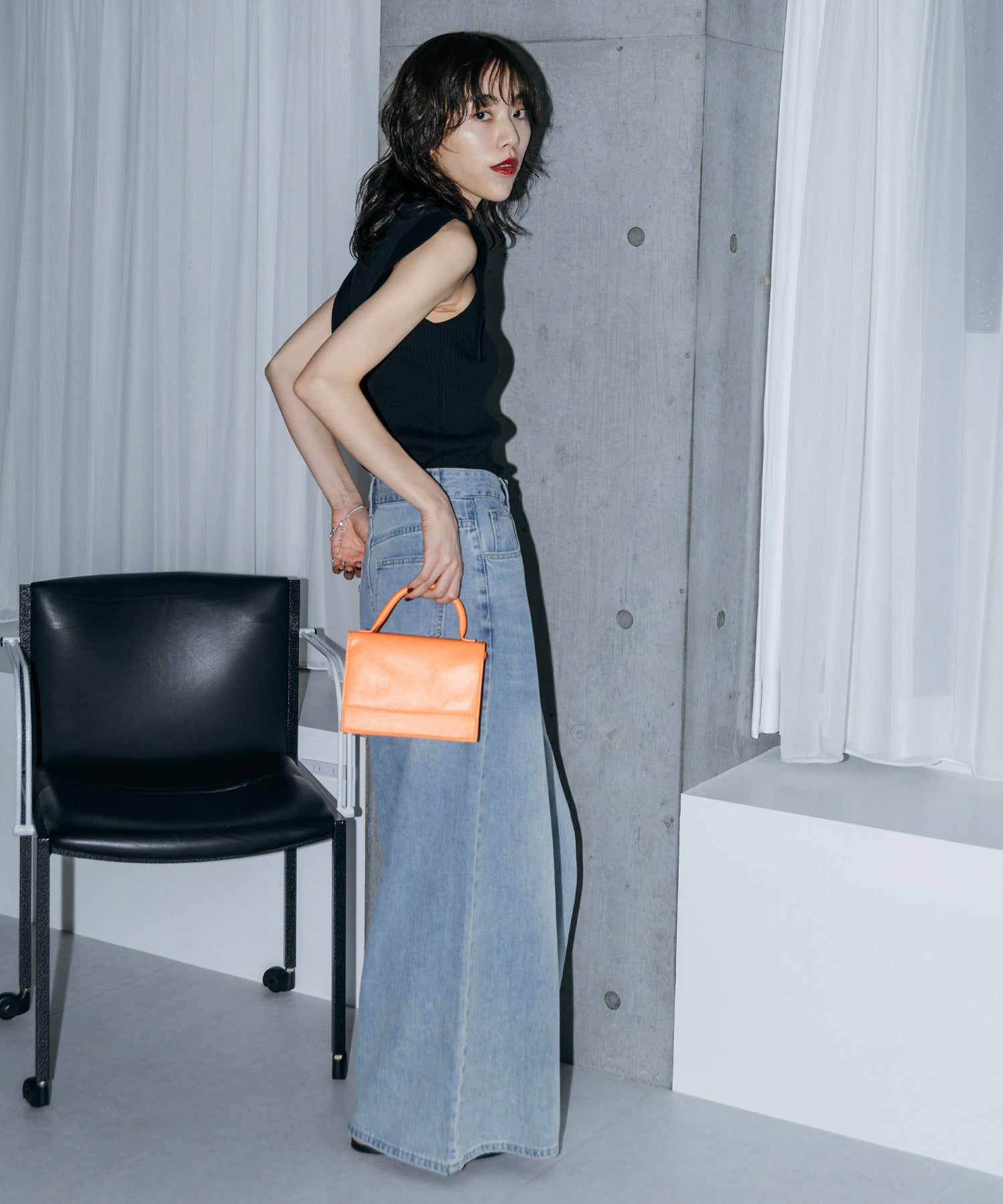 スクエアスリーブトップス