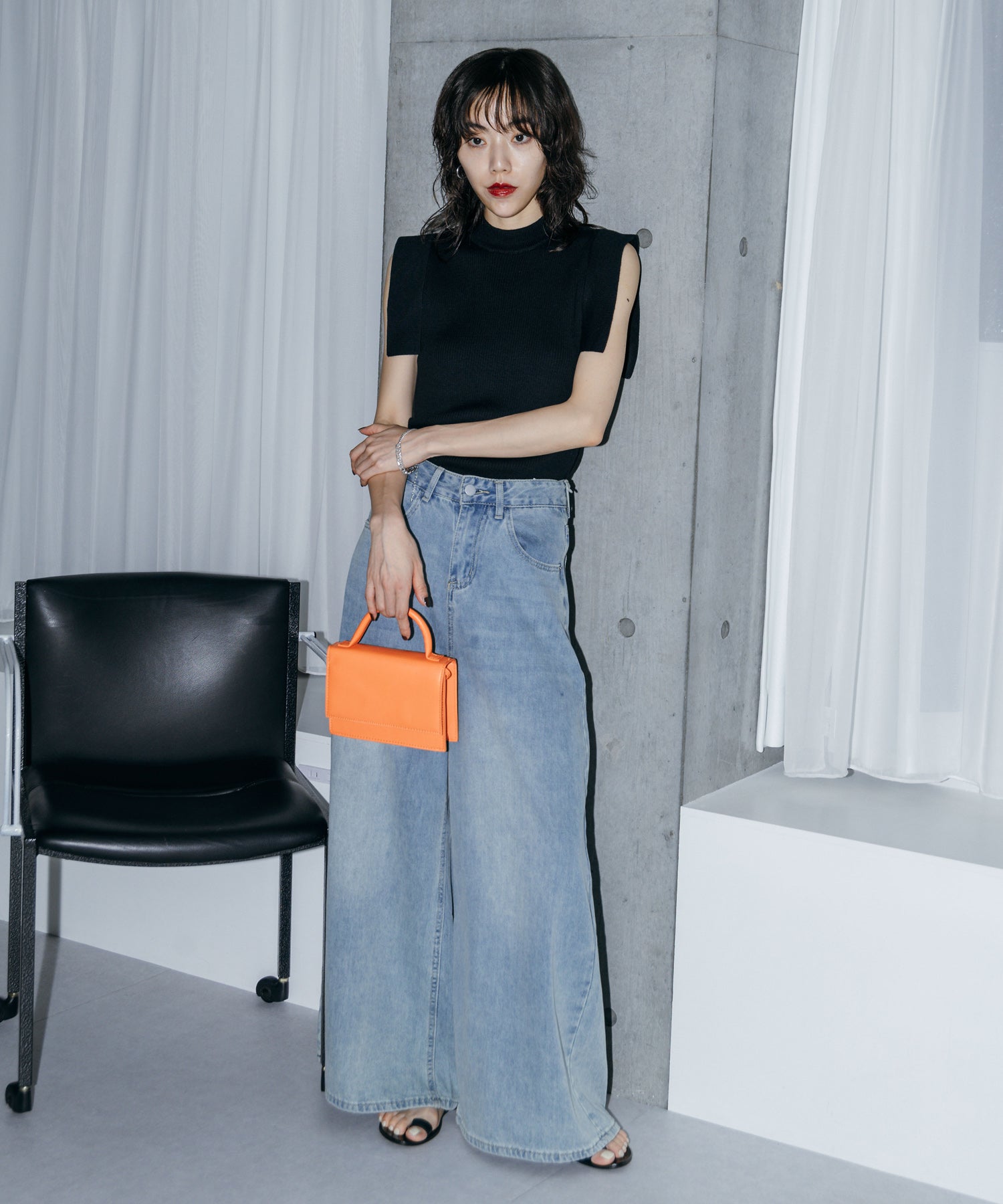 スクエアスリーブトップス