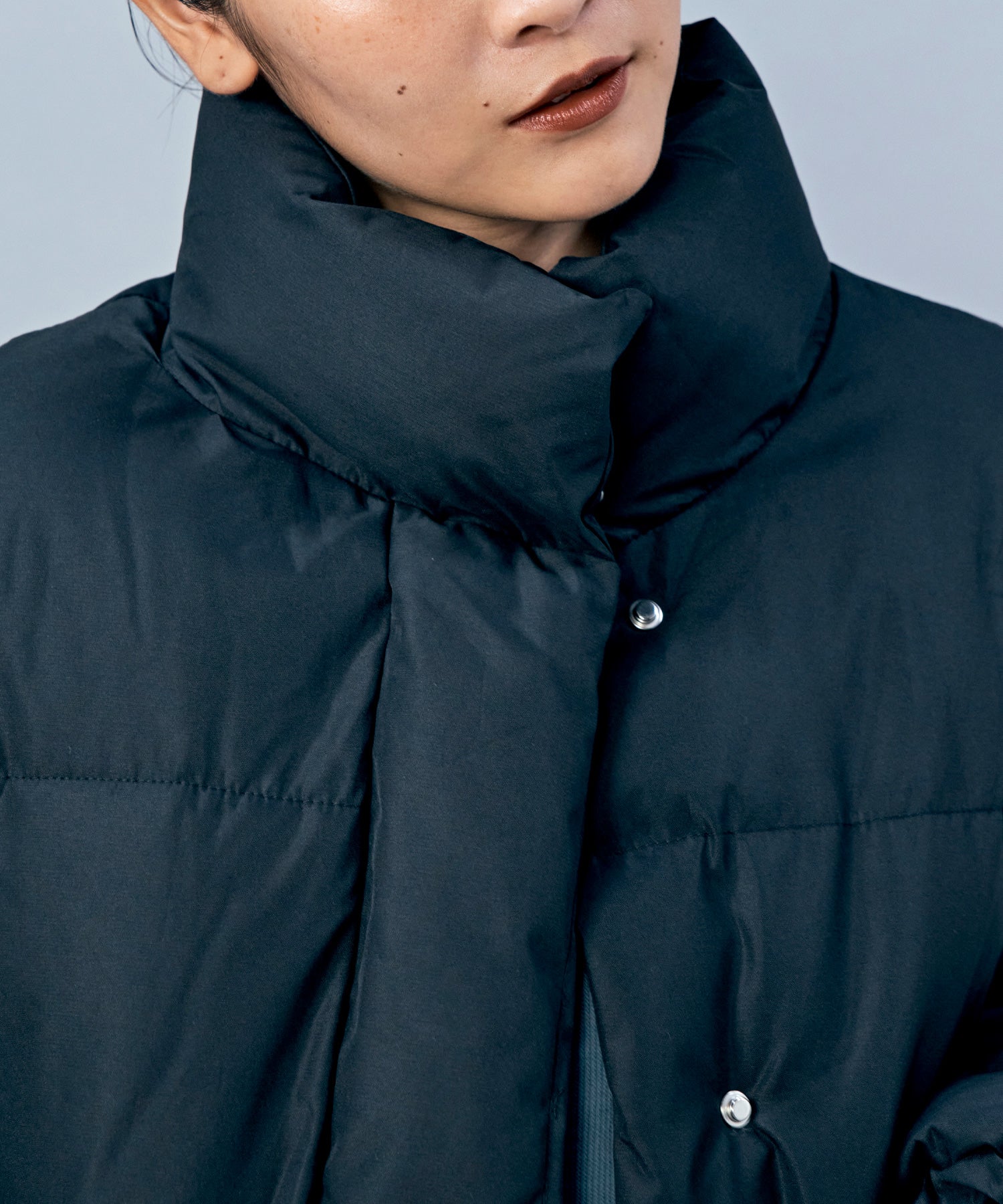 スタンドカラーロングダウン