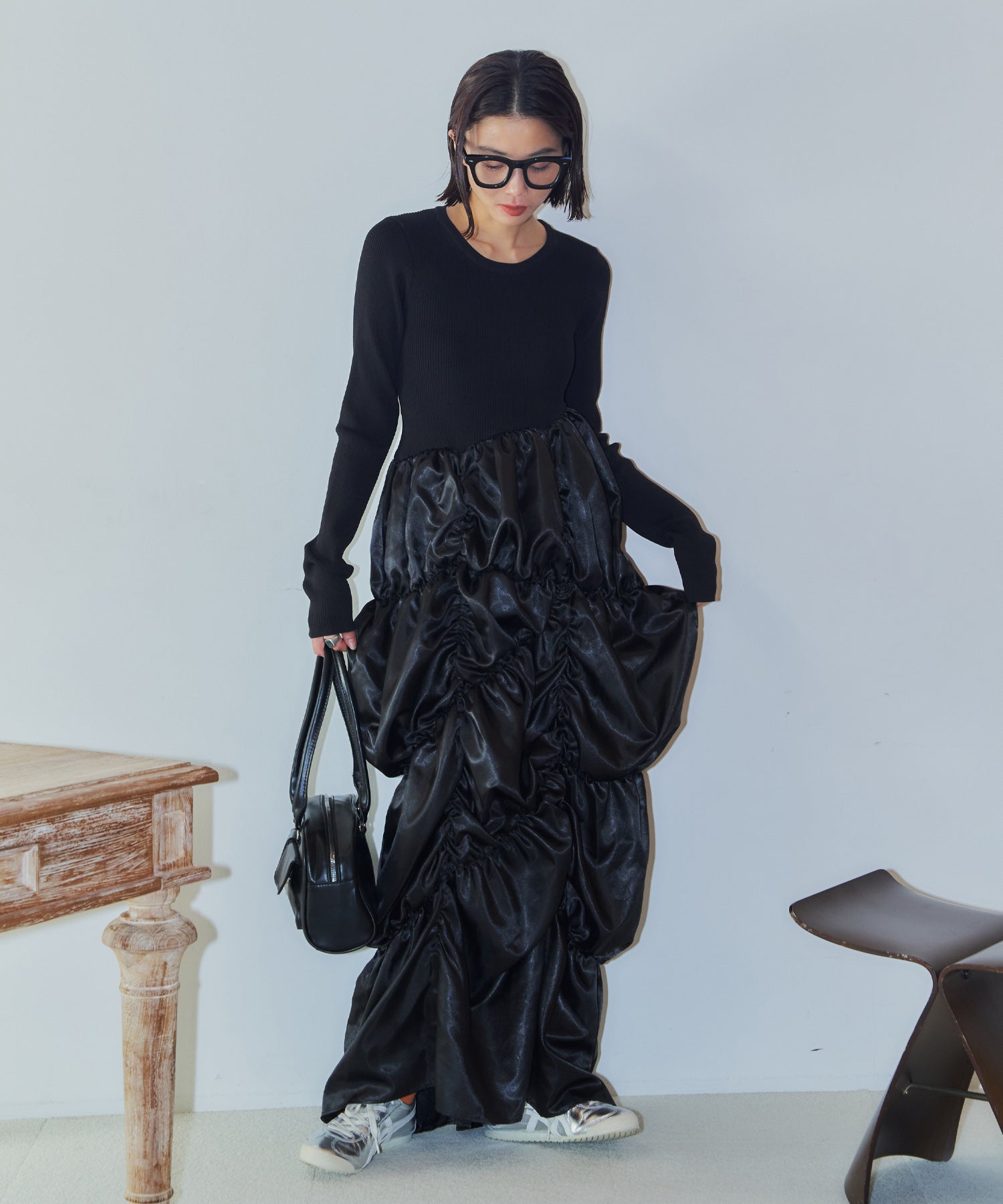 ダリアドッキングギャザーワンピース