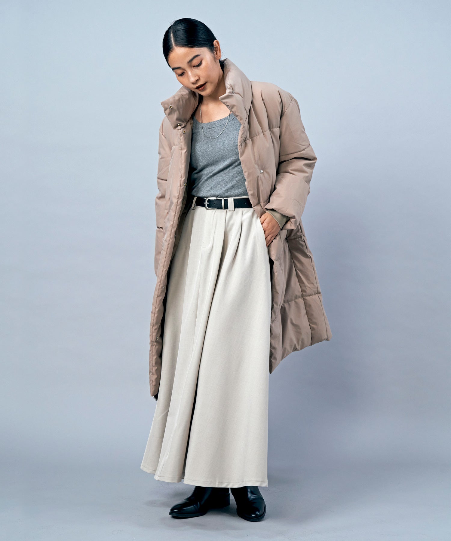 スタンドカラーロングダウン