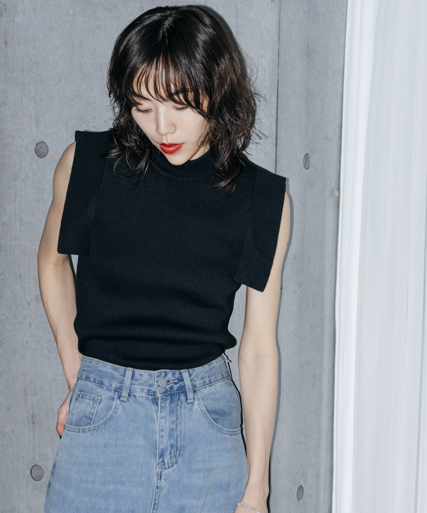 スクエアスリーブトップス