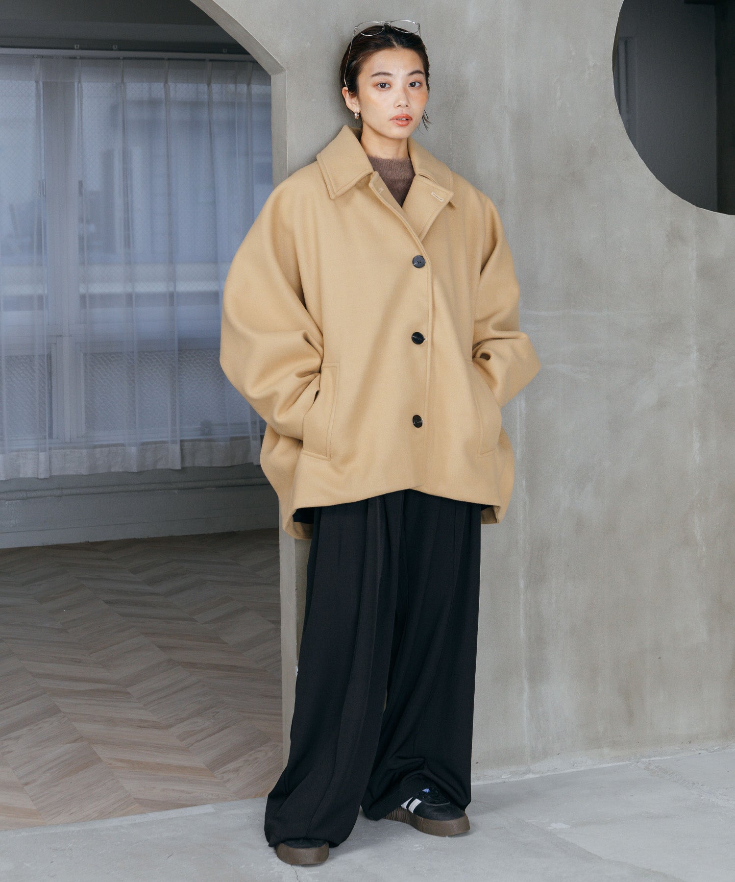 ボリュームスリーブミドルコート