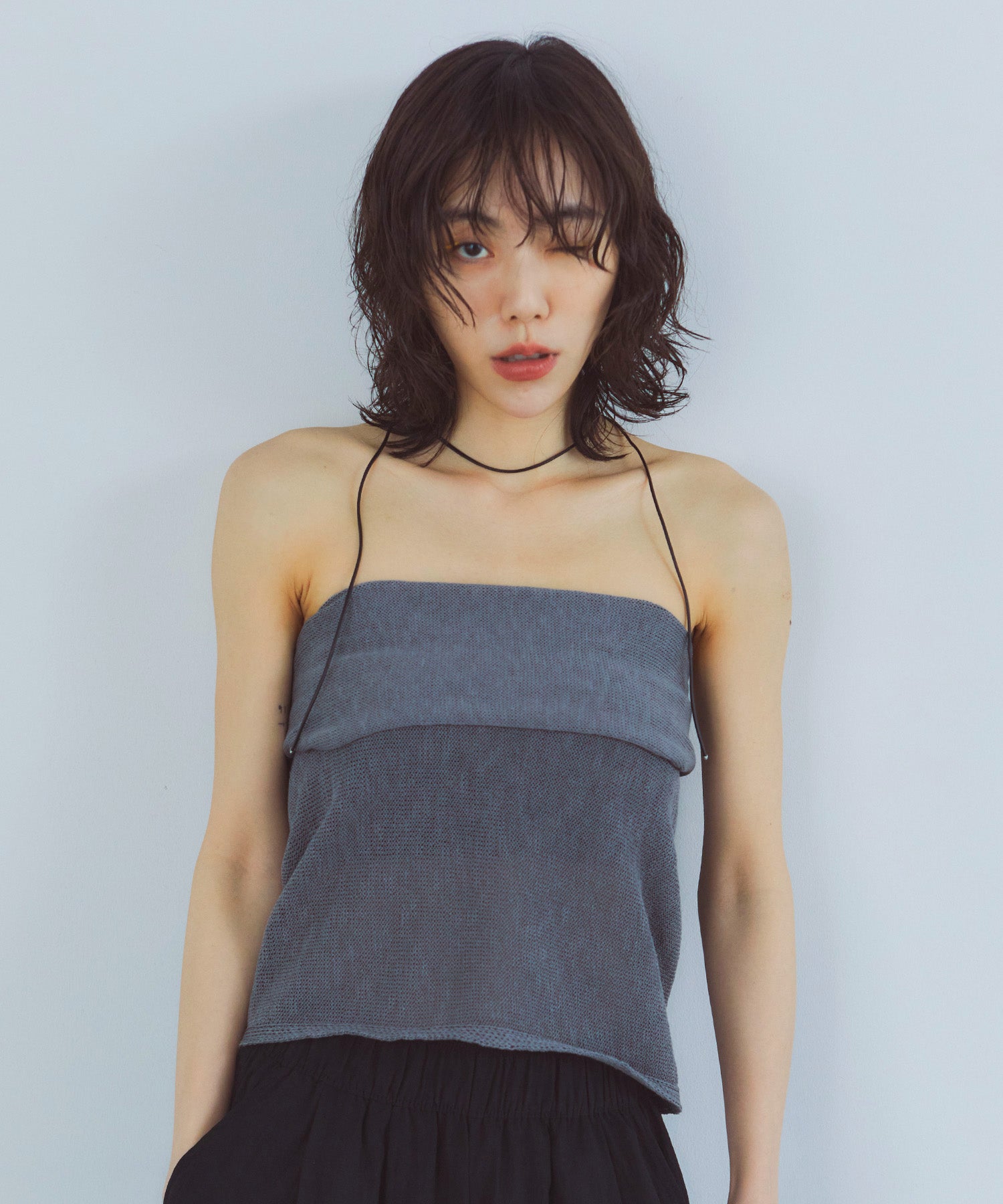 レイヤードニットラップスカート/巻きスカート