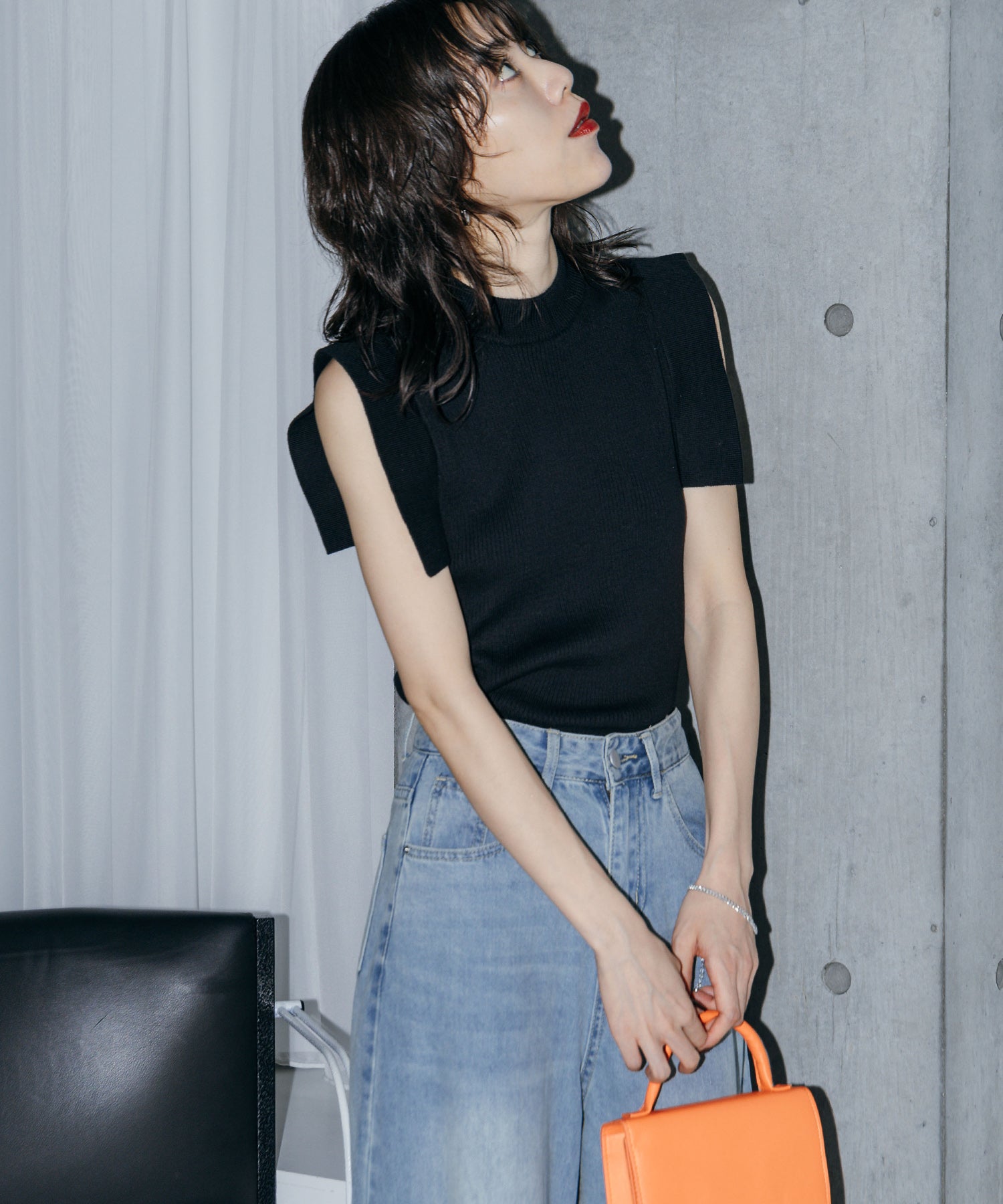 スクエアスリーブトップス