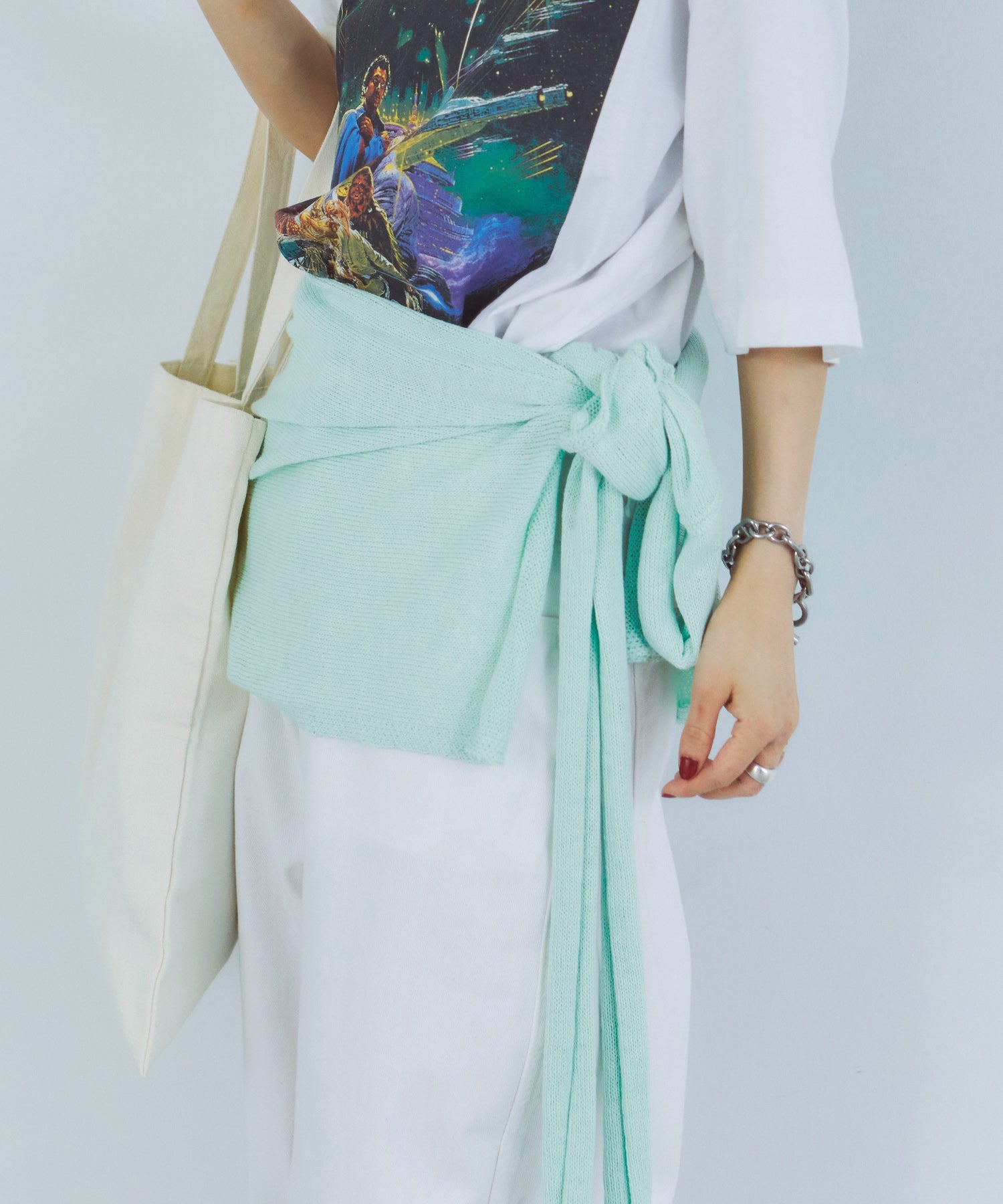 レイヤードニットラップスカート/巻きスカート