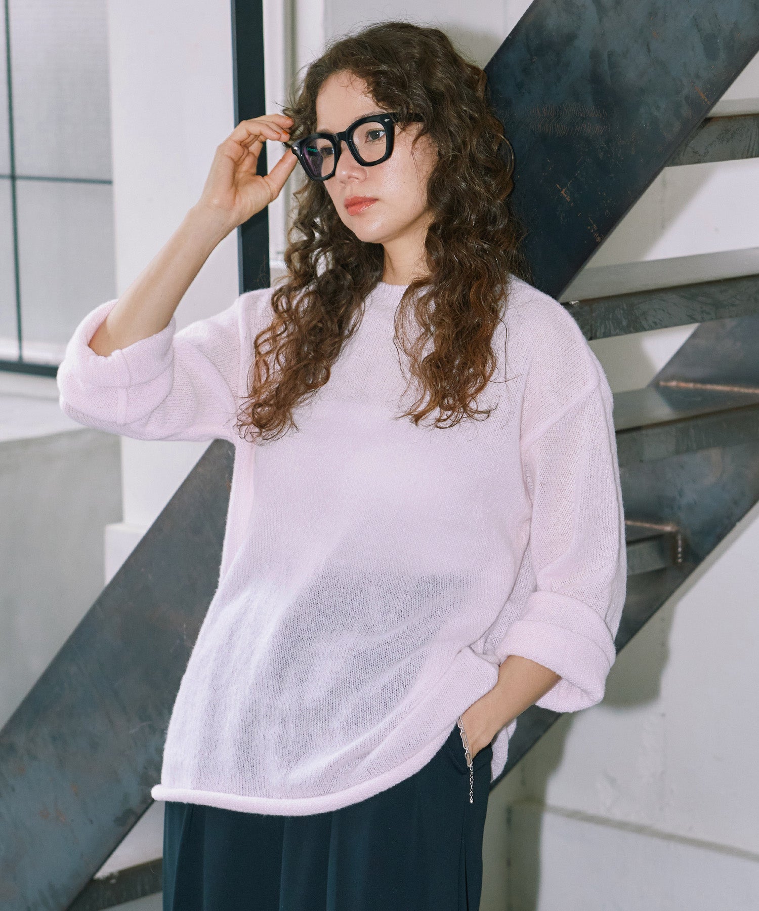 シアーLGニットトップス