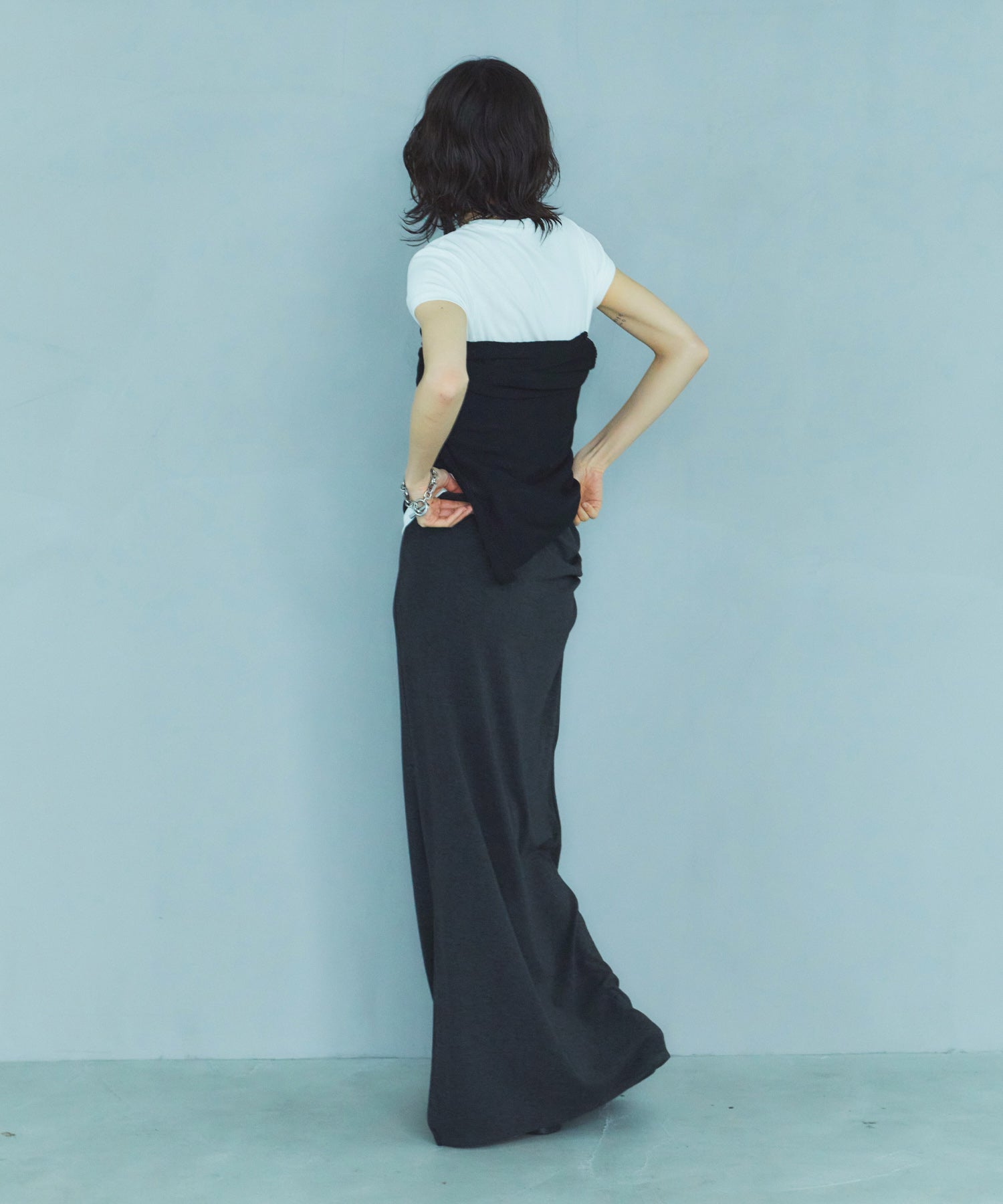 レイヤードニットラップスカート/巻きスカート