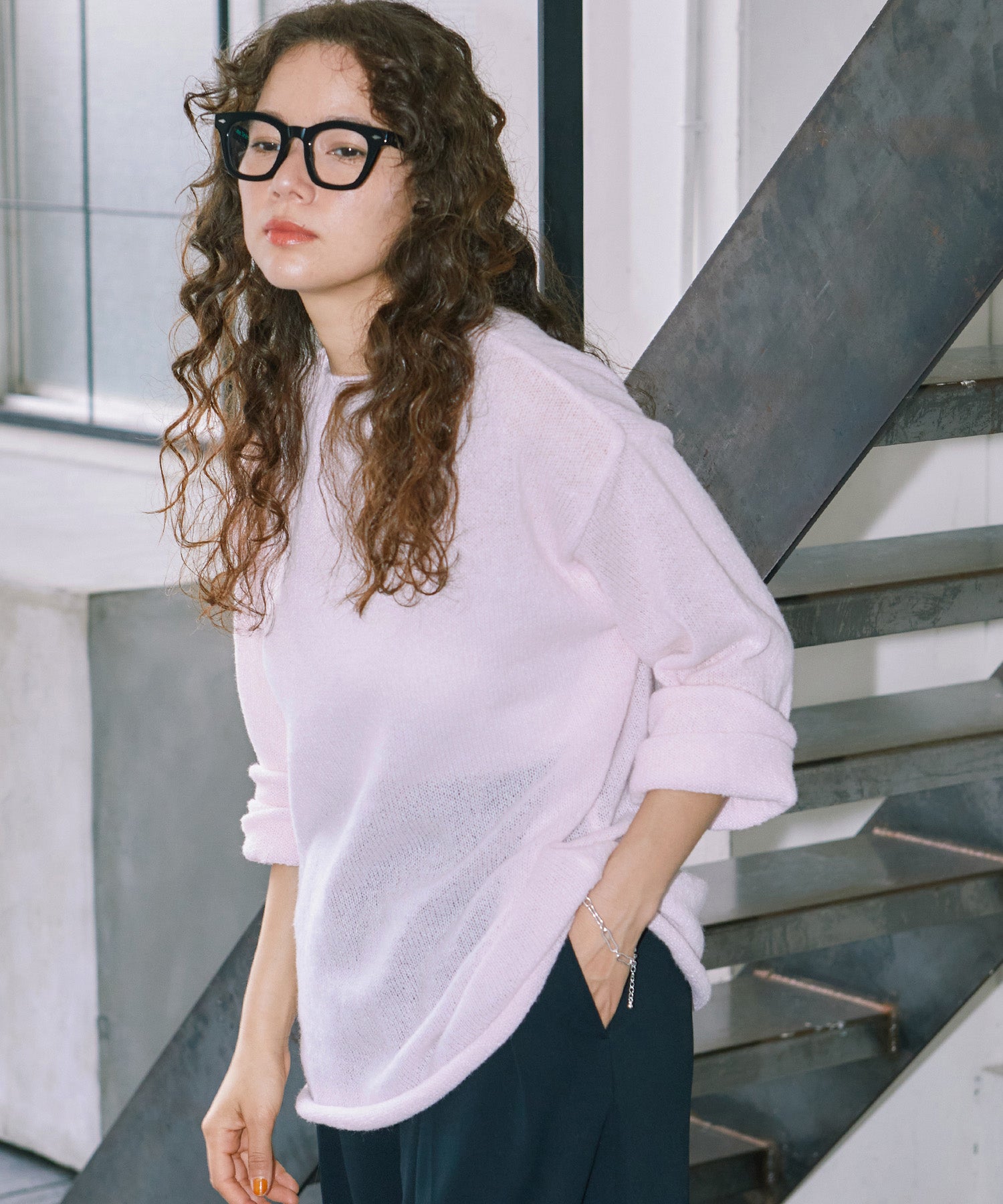 シアーLGニットトップス