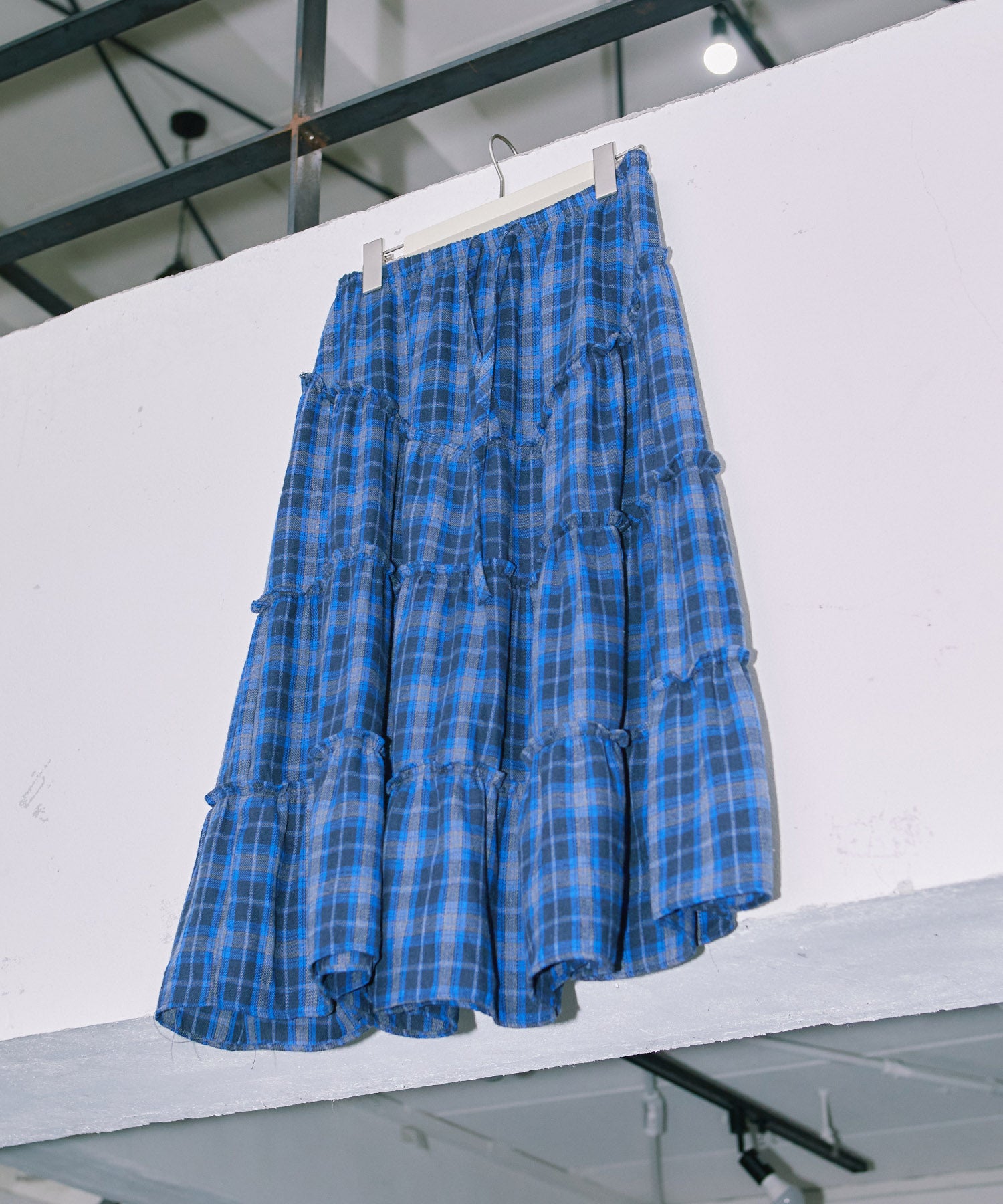 チェックレイヤードスカート