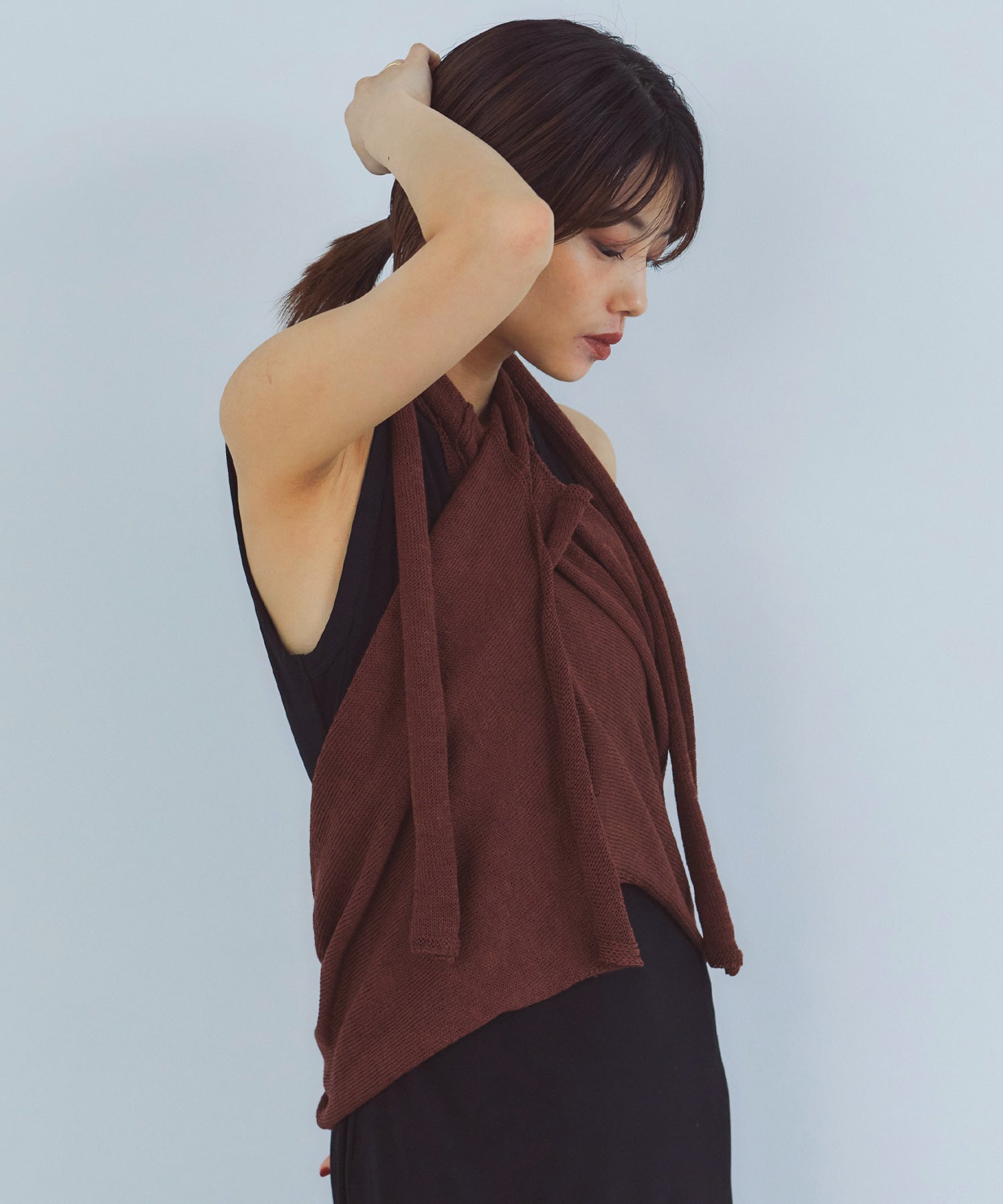 レイヤードニットラップスカート/巻きスカート