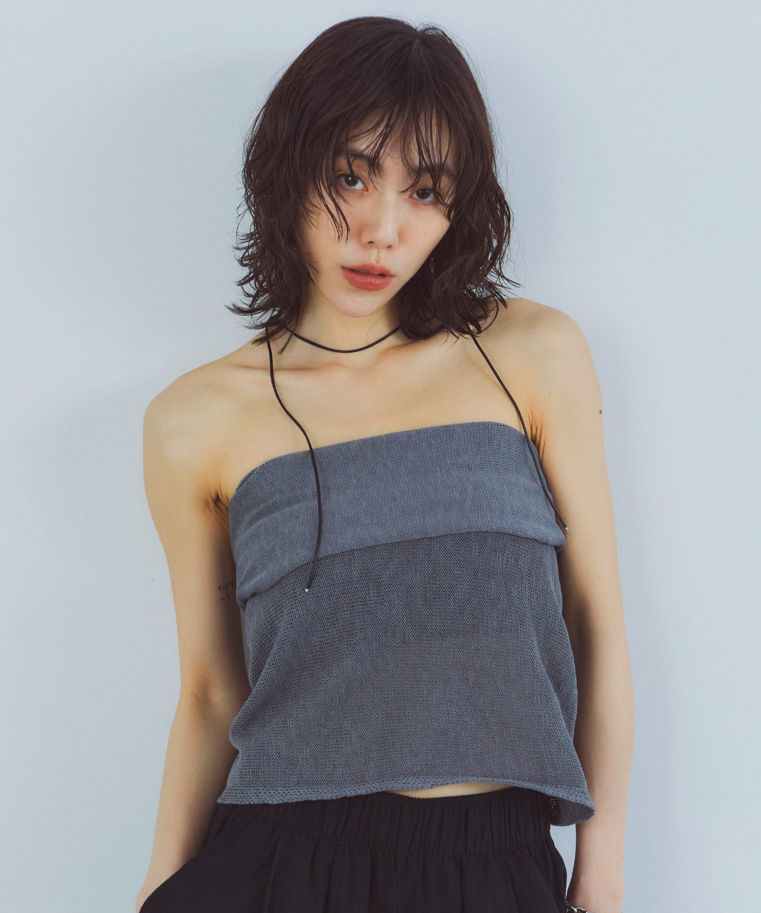 レイヤードニットラップスカート/巻きスカート