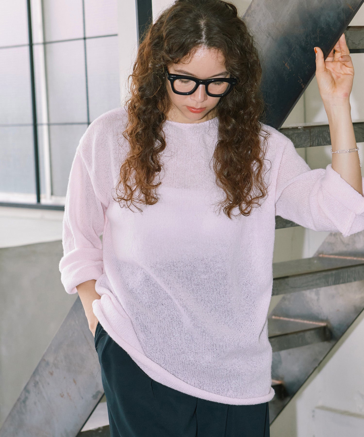 シアーLGニットトップス