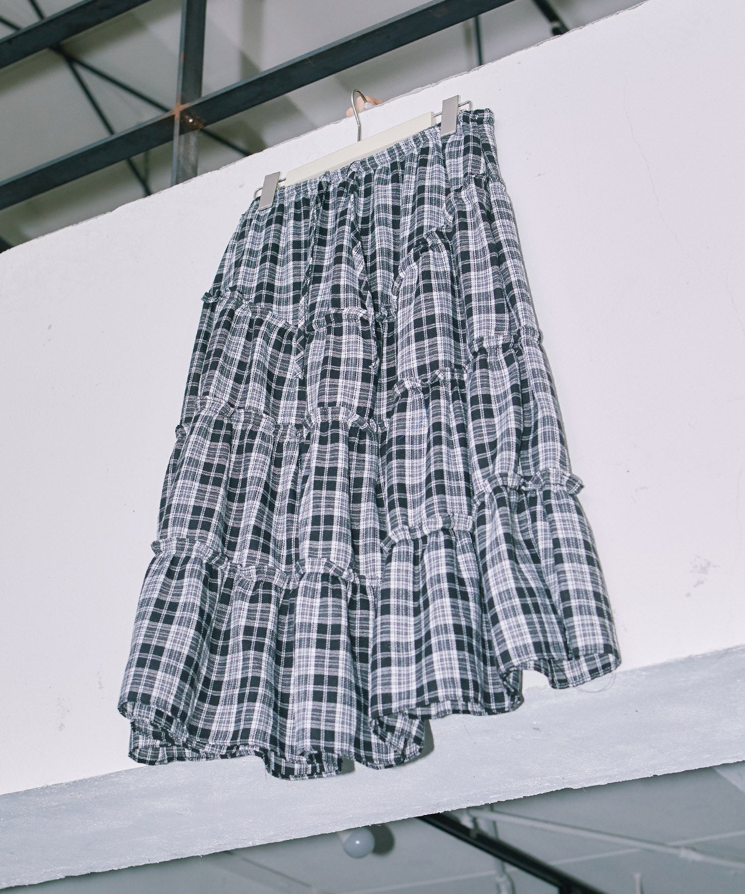 チェックレイヤードスカート