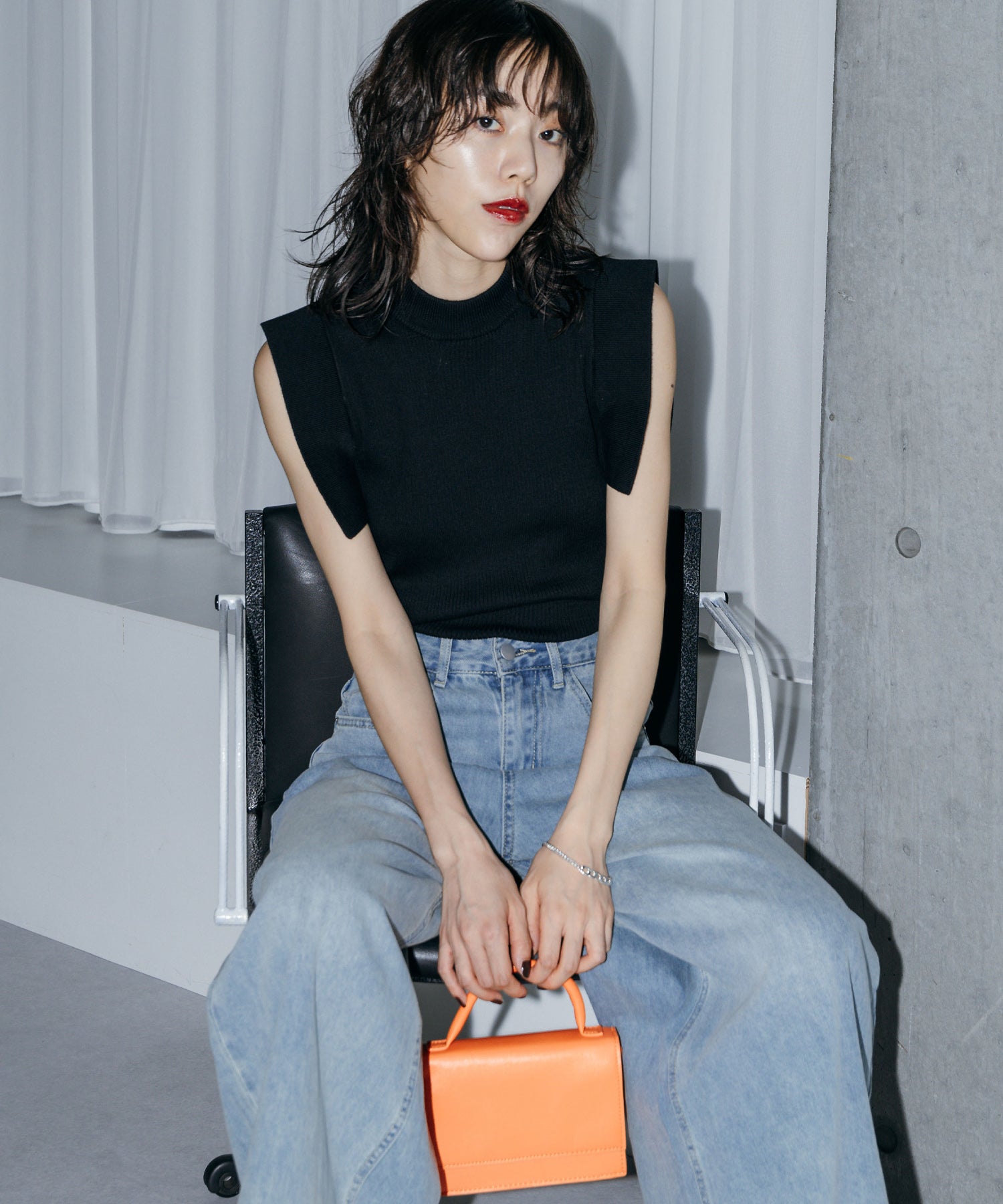 スクエアスリーブトップス