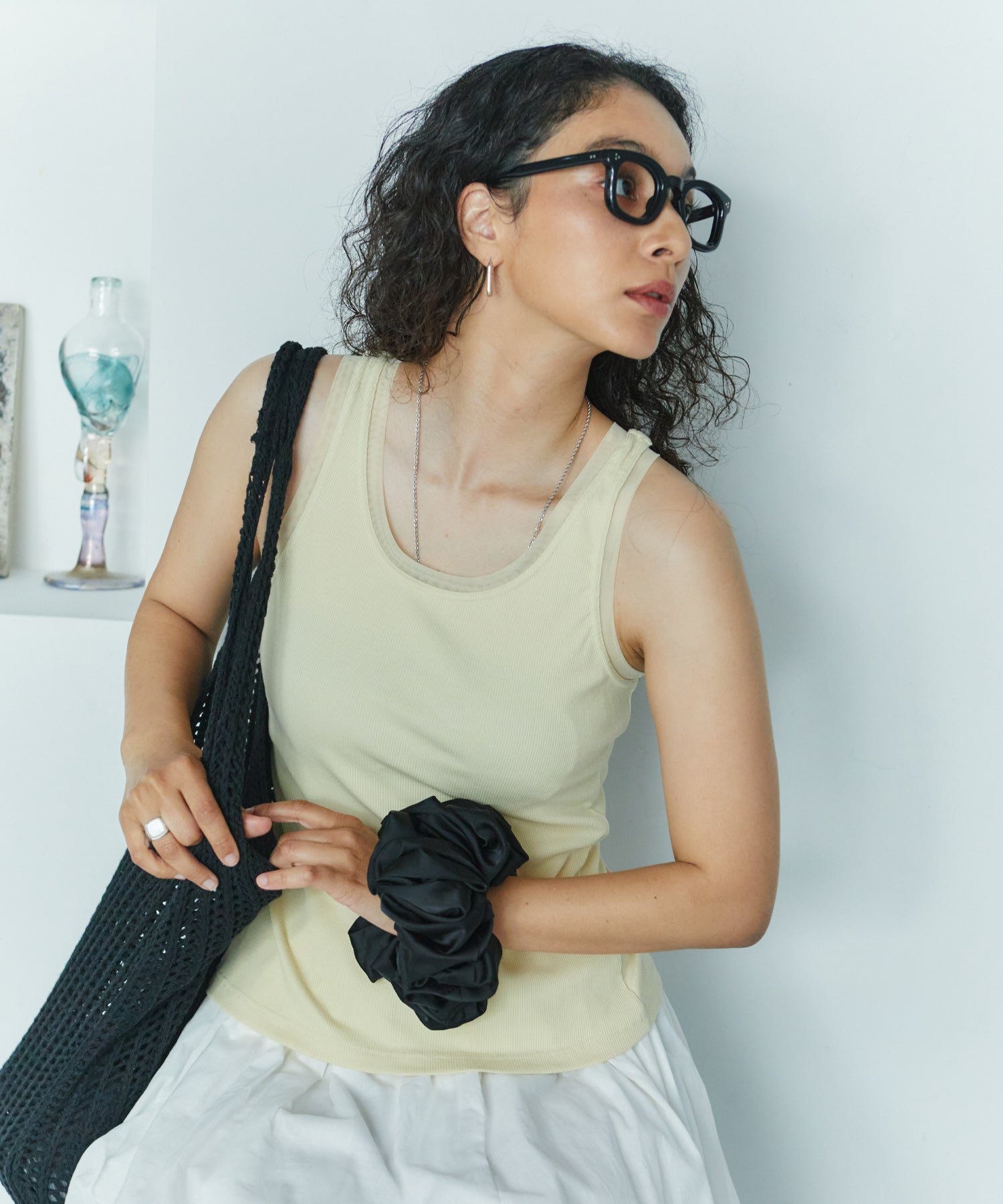 アシンメトリースリットチュールタンク