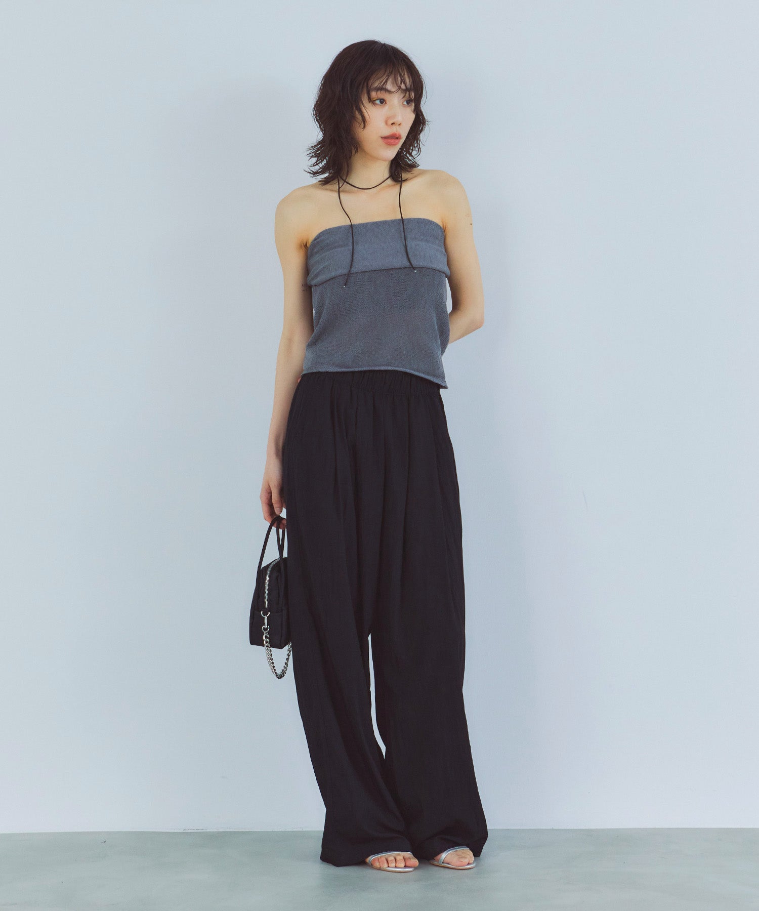 レイヤードニットラップスカート/巻きスカート