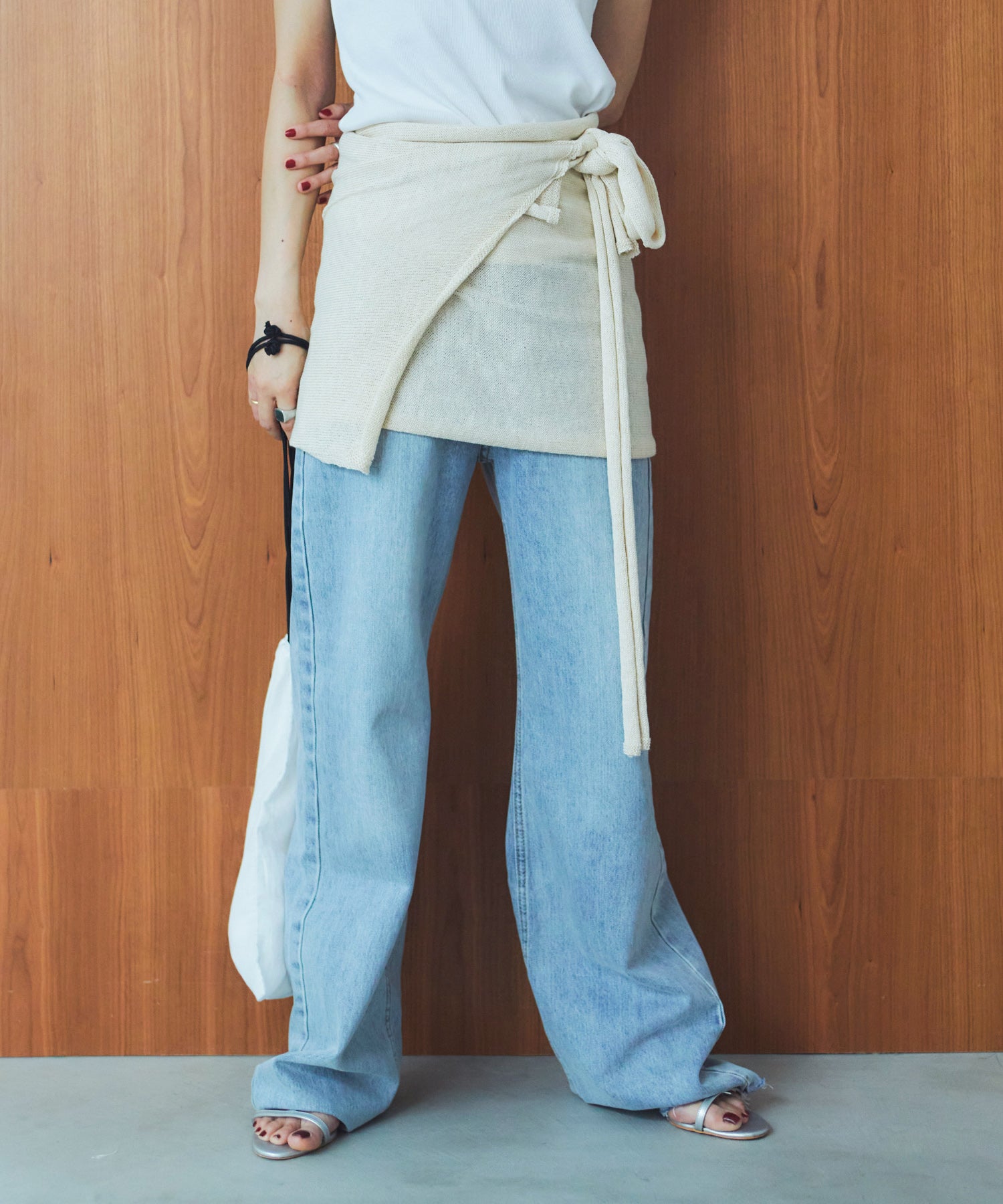 レイヤードニットラップスカート/巻きスカート