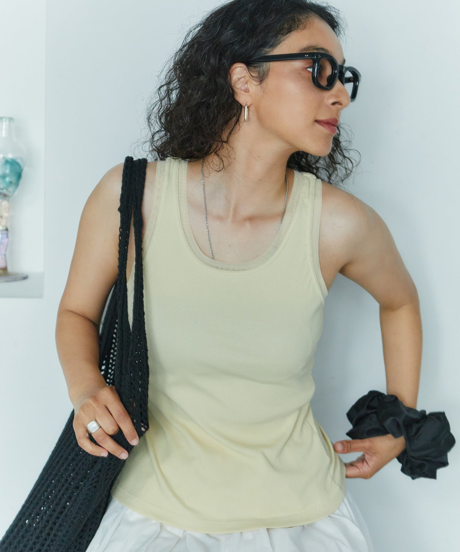 アシンメトリースリットチュールタンク