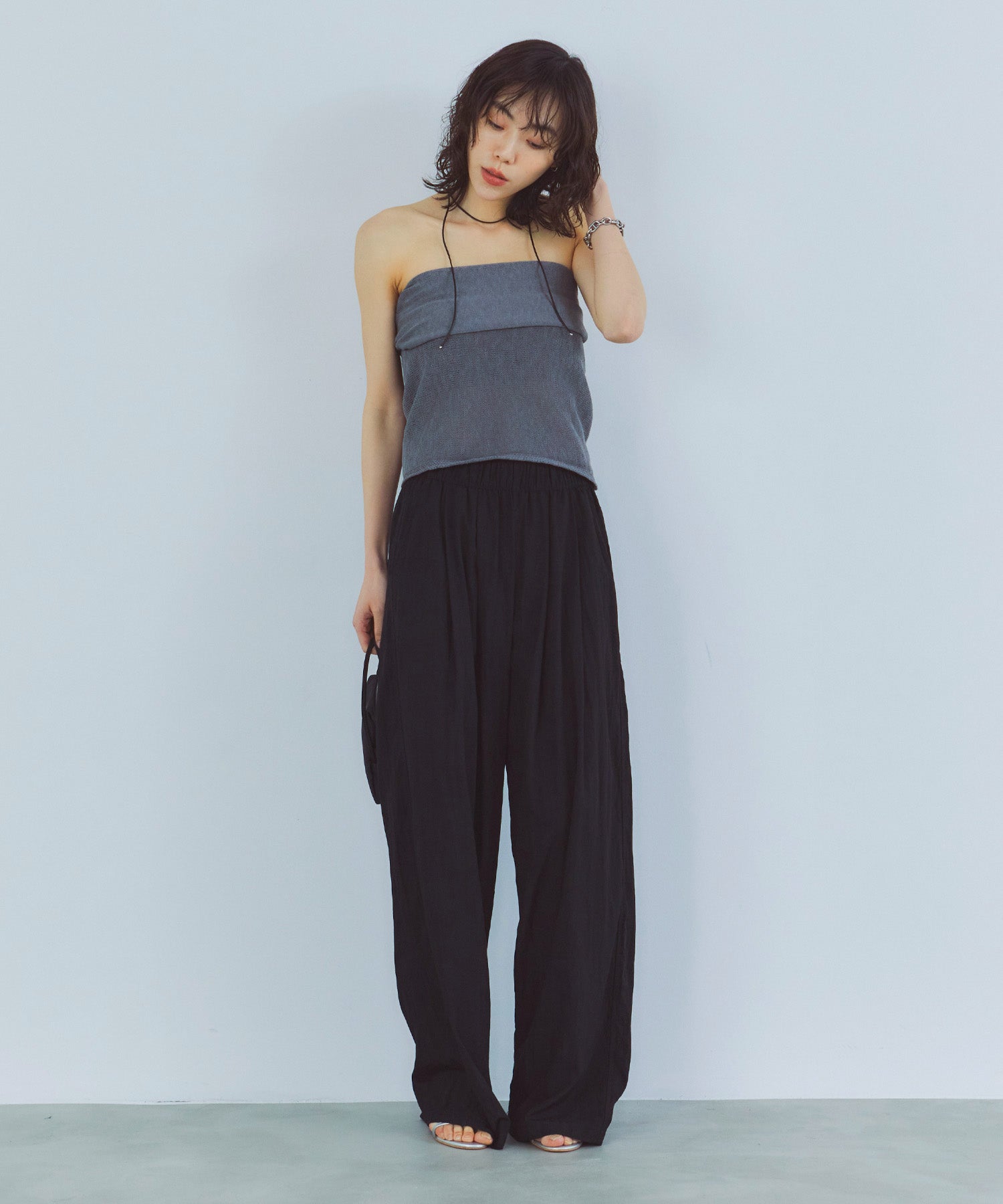 レイヤードニットラップスカート/巻きスカート