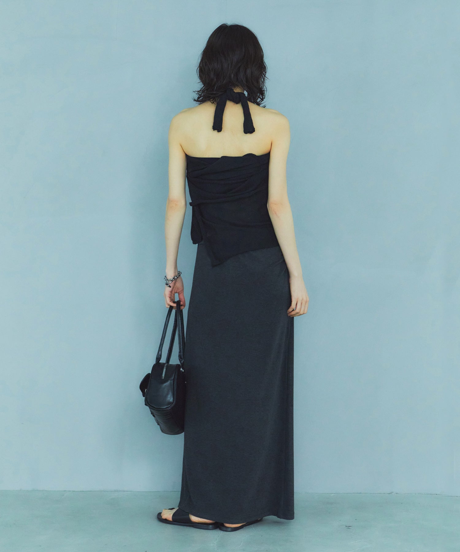 レイヤードニットラップスカート/巻きスカート