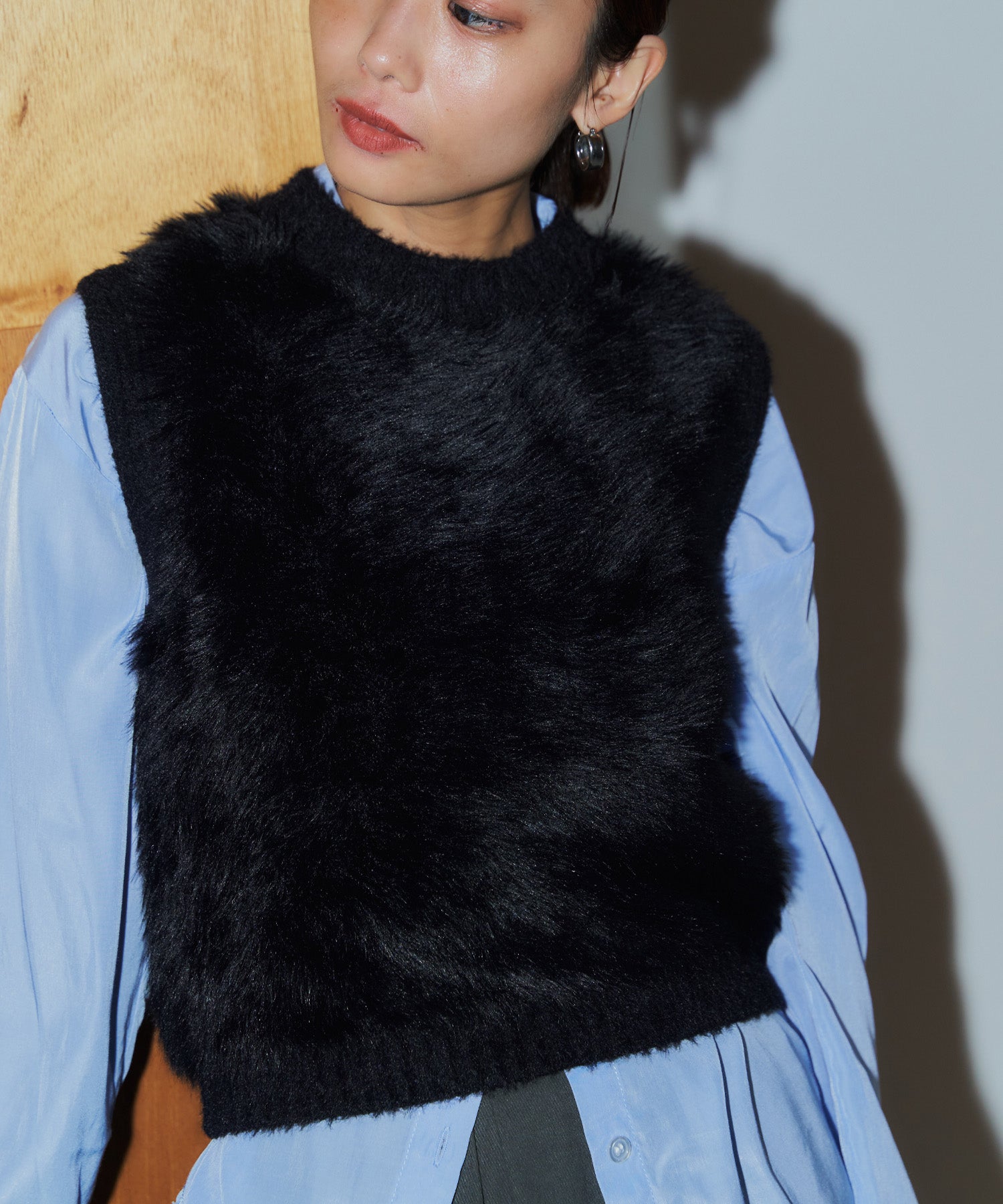 シャギーニットベスト