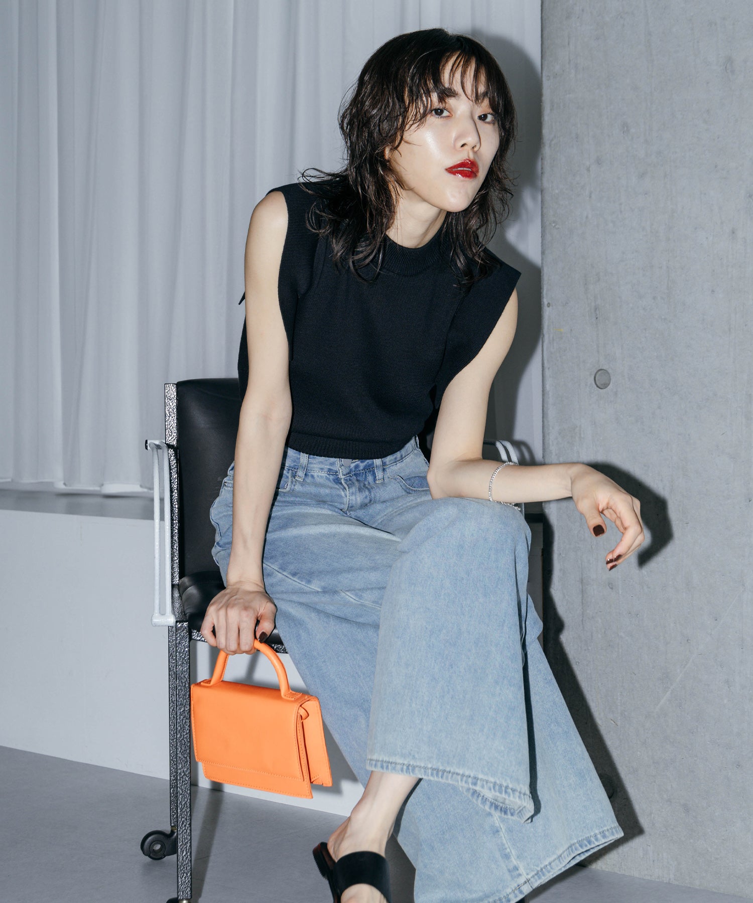 スクエアスリーブトップス