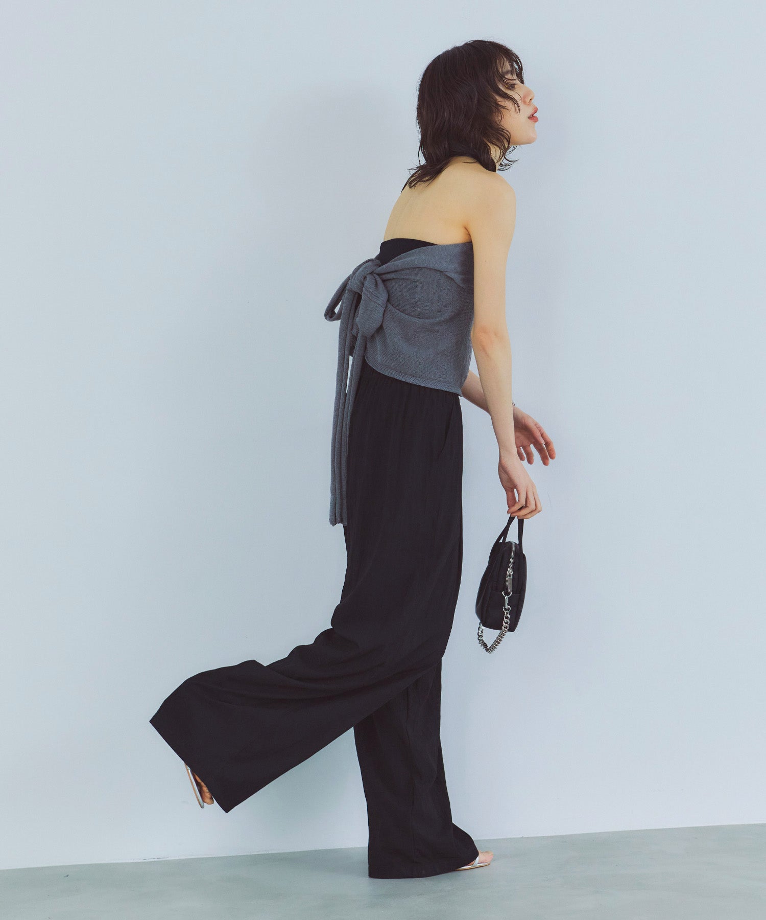 レイヤードニットラップスカート/巻きスカート