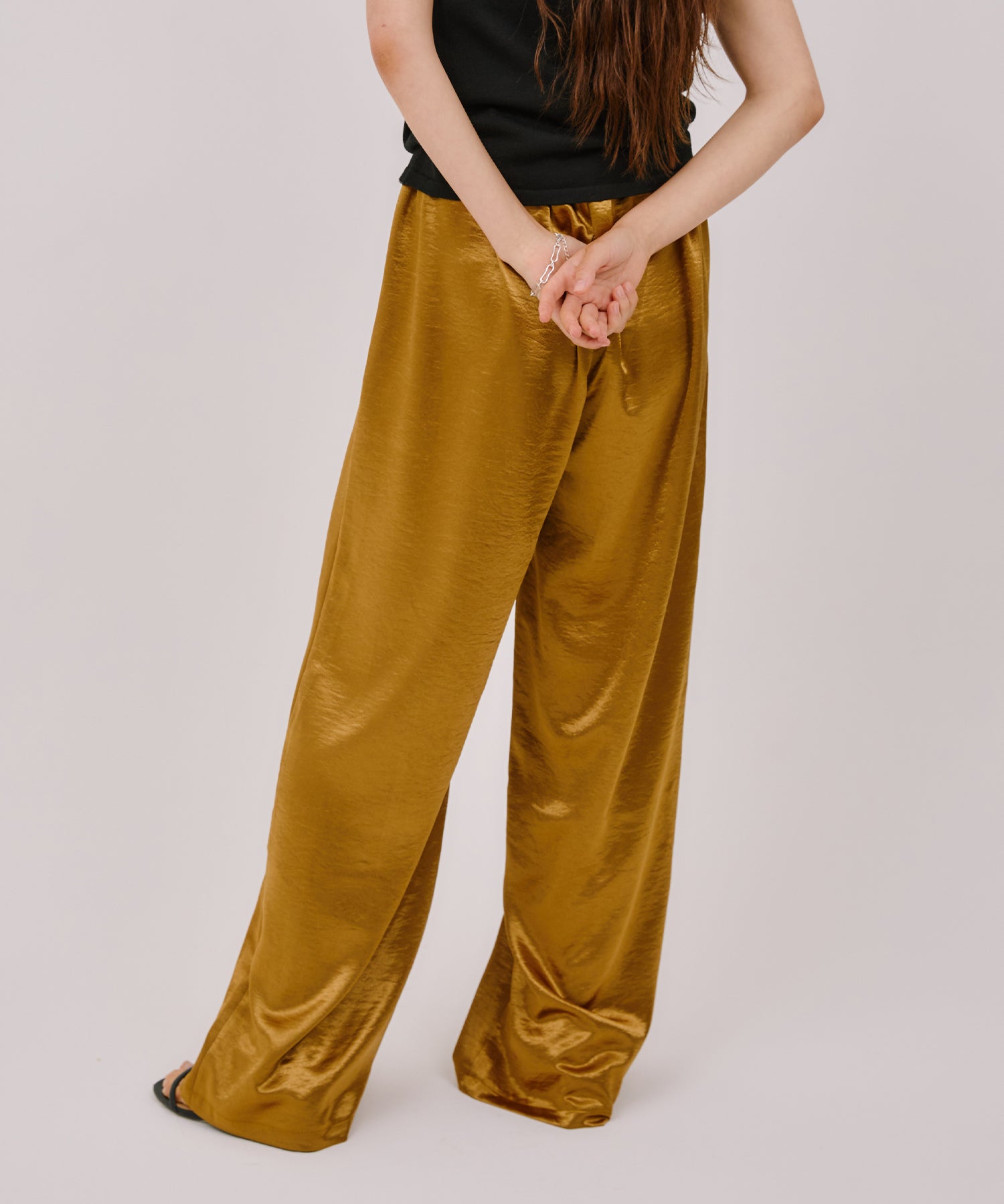 ラスターサテンストレートパンツ