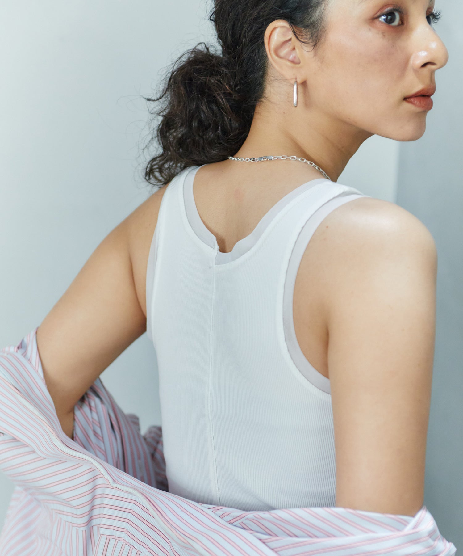 アシンメトリースリットチュールタンク